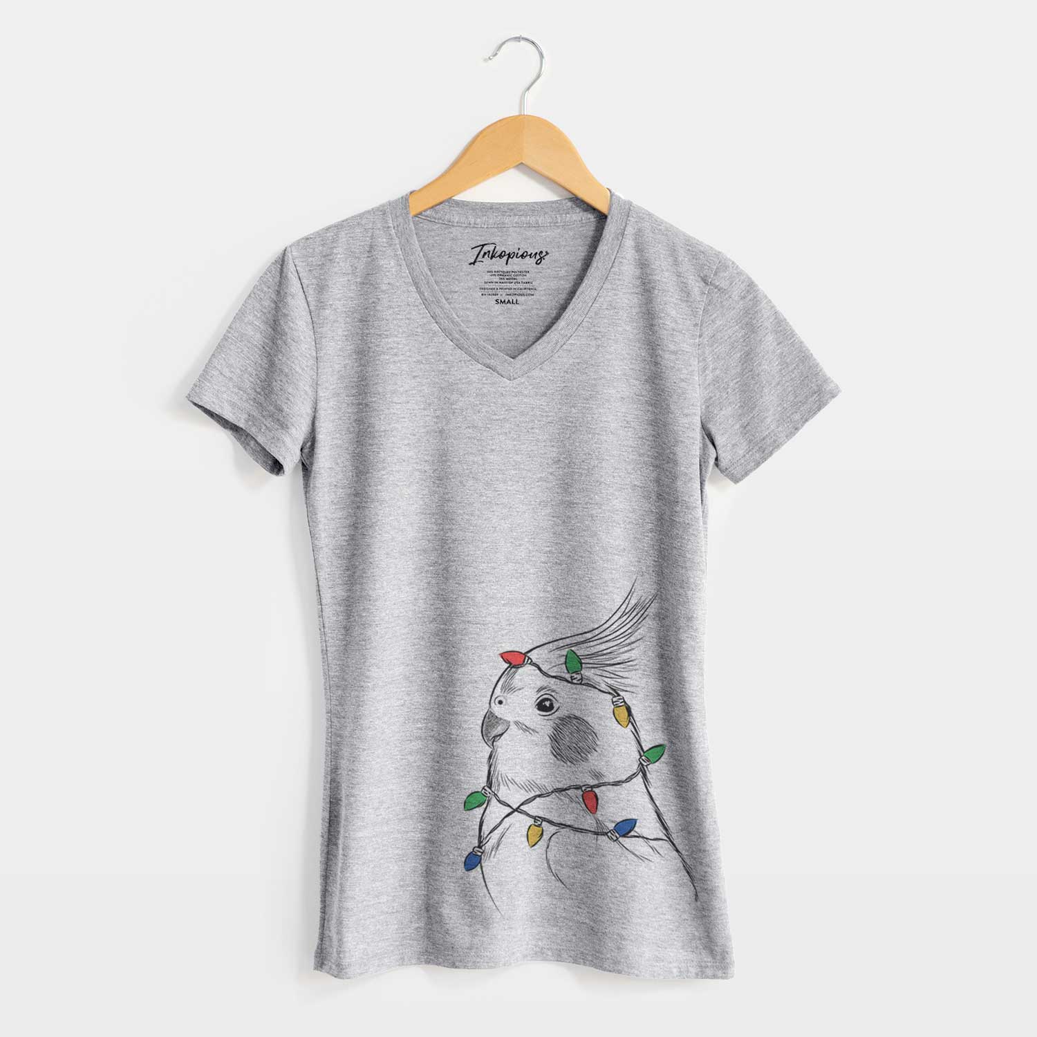 Christmas Lights Charlie the Cockatiel - Women's V-neck Shirt