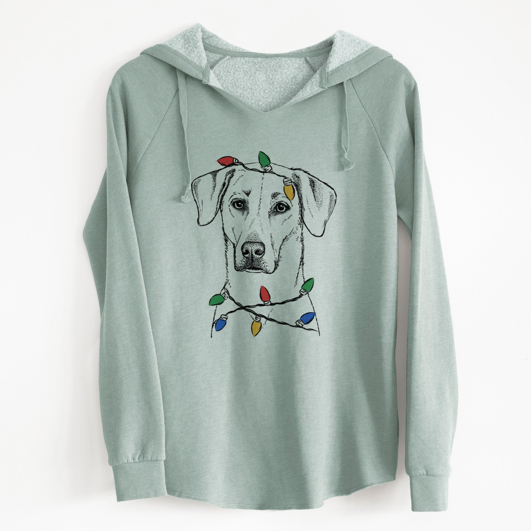 Christmas Lights Charlie Girl the Yellow Lab - Cali Wave Hooded Sweatshirt