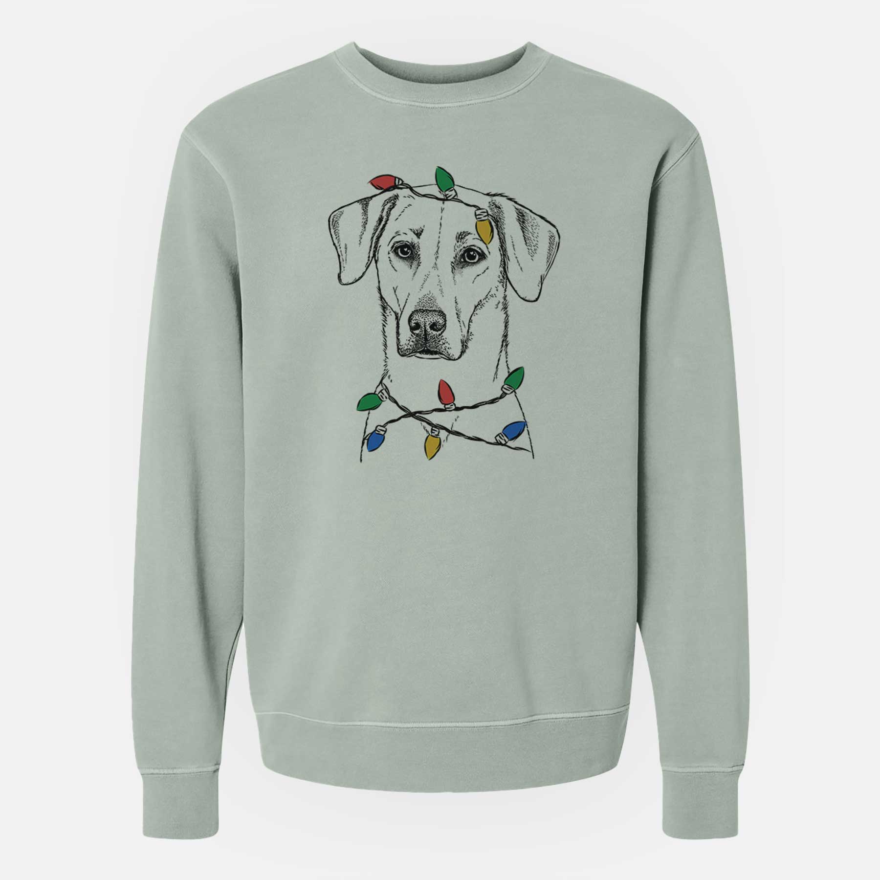 Christmas Lights Charlie Girl the Yellow Lab - Unisex Pigment Dyed Crew Sweatshirt