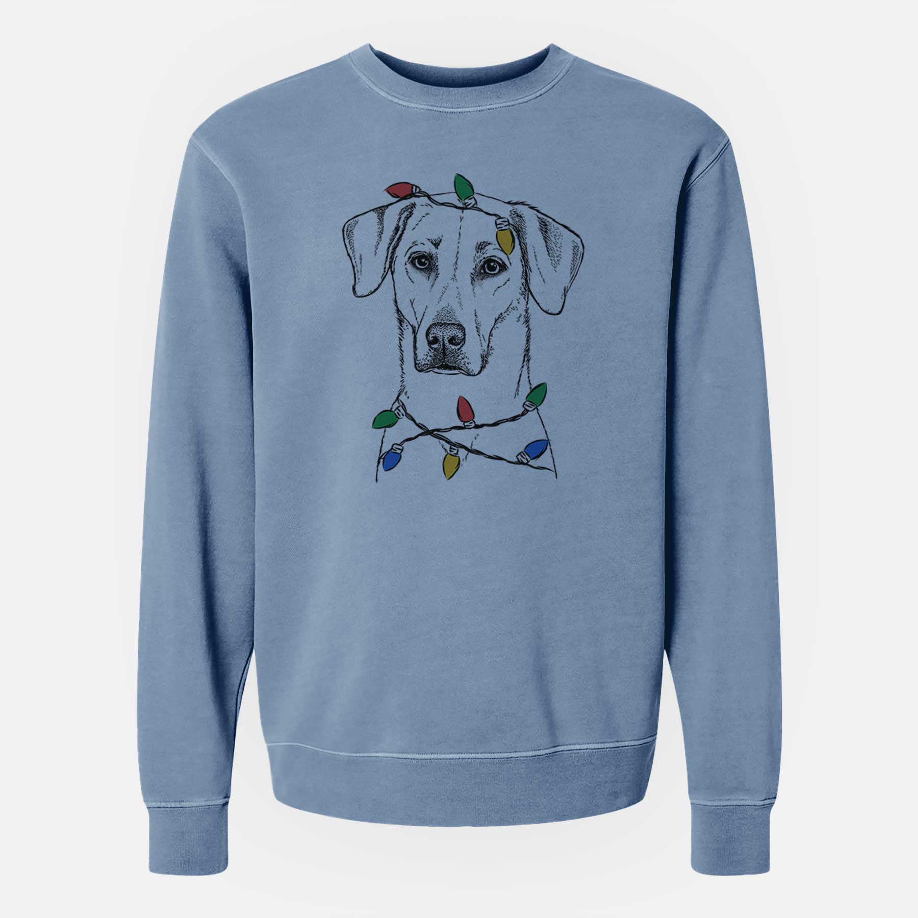 Christmas Lights Charlie Girl the Yellow Lab - Unisex Pigment Dyed Crew Sweatshirt