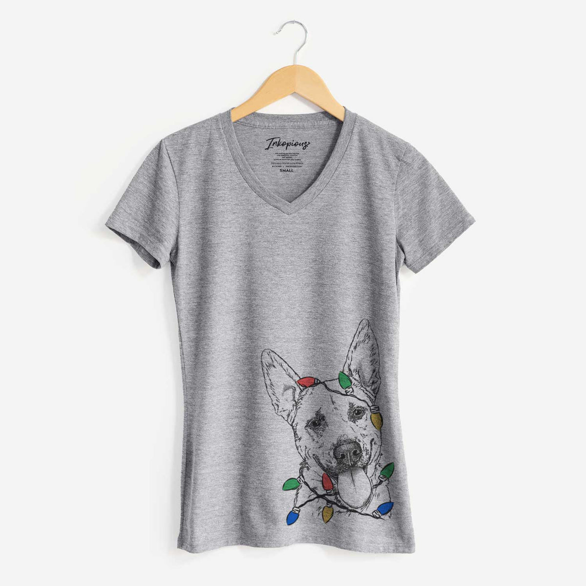 Christmas Lights Charlie the Mixed Breed - Women's V-neck Shirt