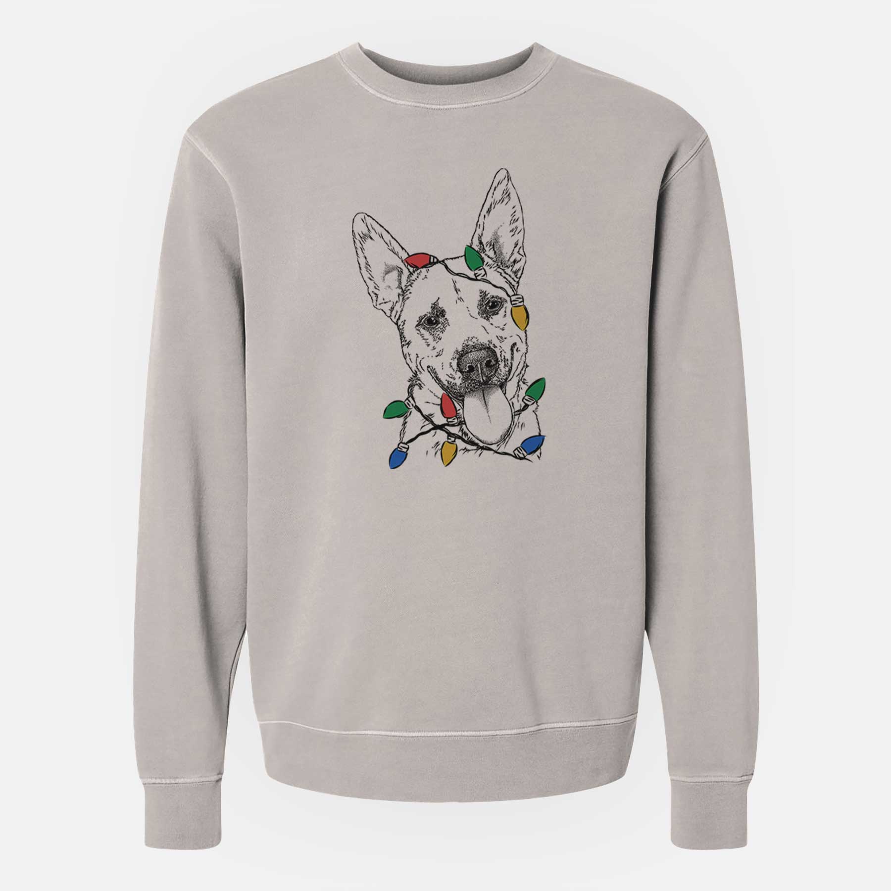 Christmas Lights Charlie the Mixed Breed - Unisex Pigment Dyed Crew Sweatshirt