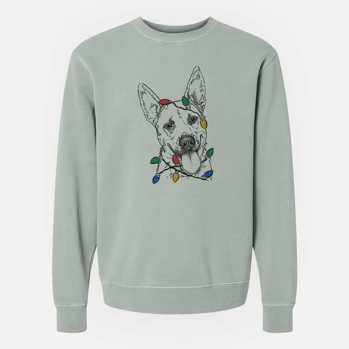 Christmas Lights Charlie the Mixed Breed - Unisex Pigment Dyed Crew Sweatshirt