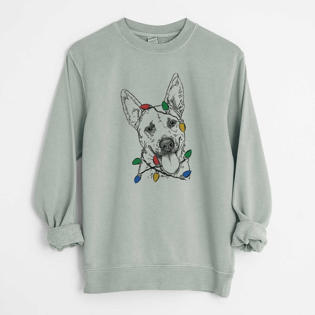 Christmas Lights Charlie the Mixed Breed - Unisex Pigment Dyed Crew Sweatshirt