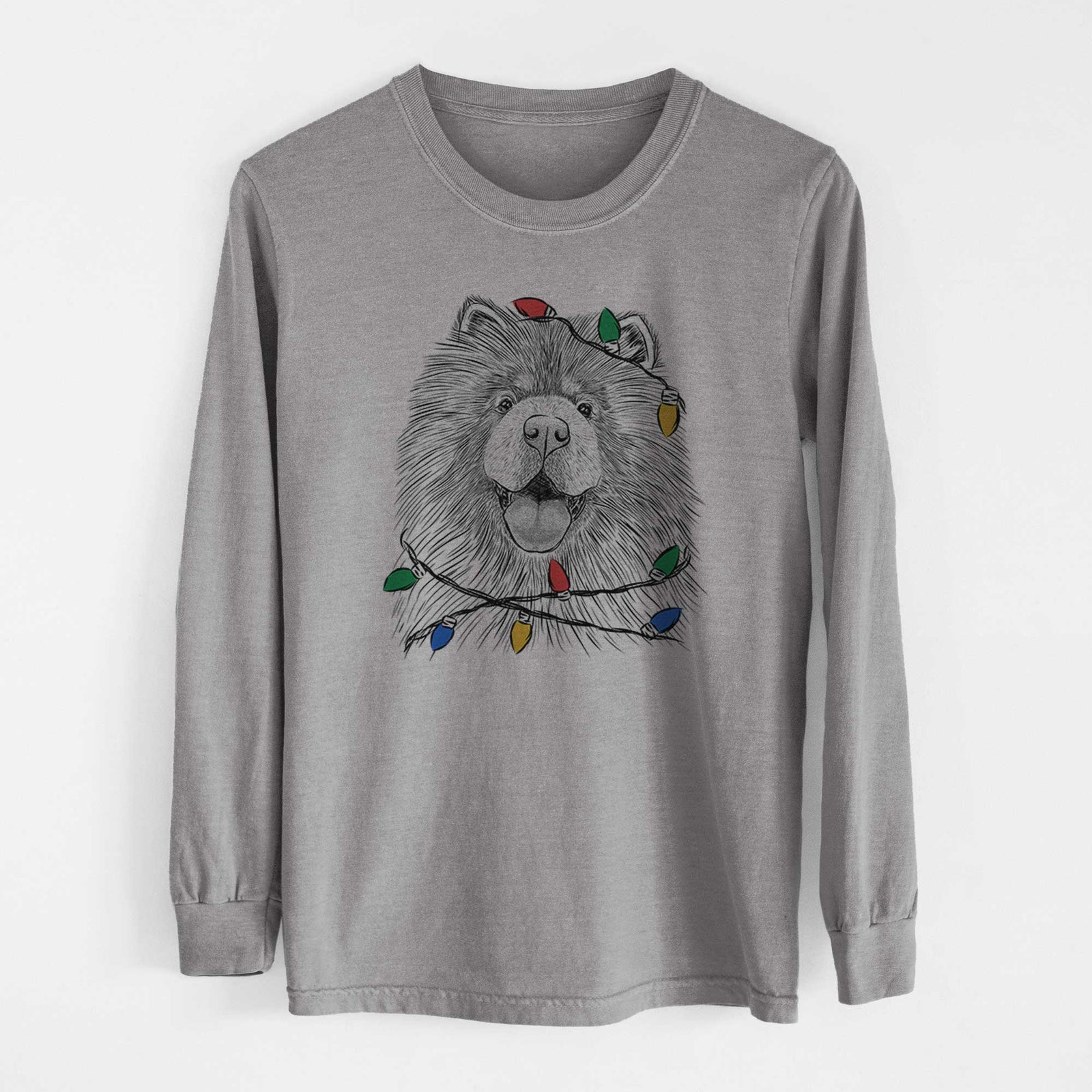 Christmas Lights Charming Charlie the Chow Chow - Heavyweight 100% Cotton Long Sleeve