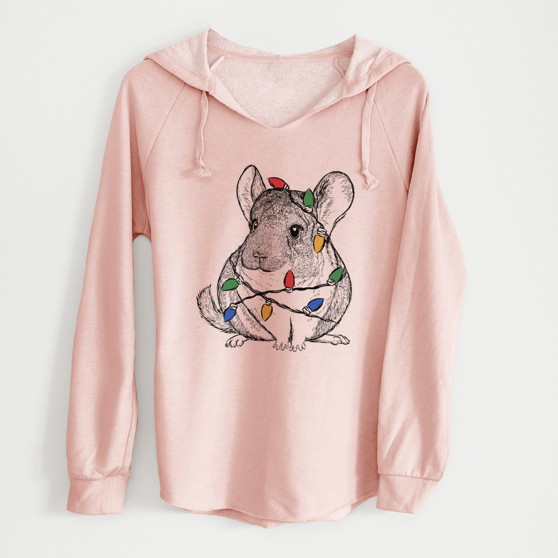 Christmas Lights Cheddar the Chinchilla - Cali Wave Hooded Sweatshirt