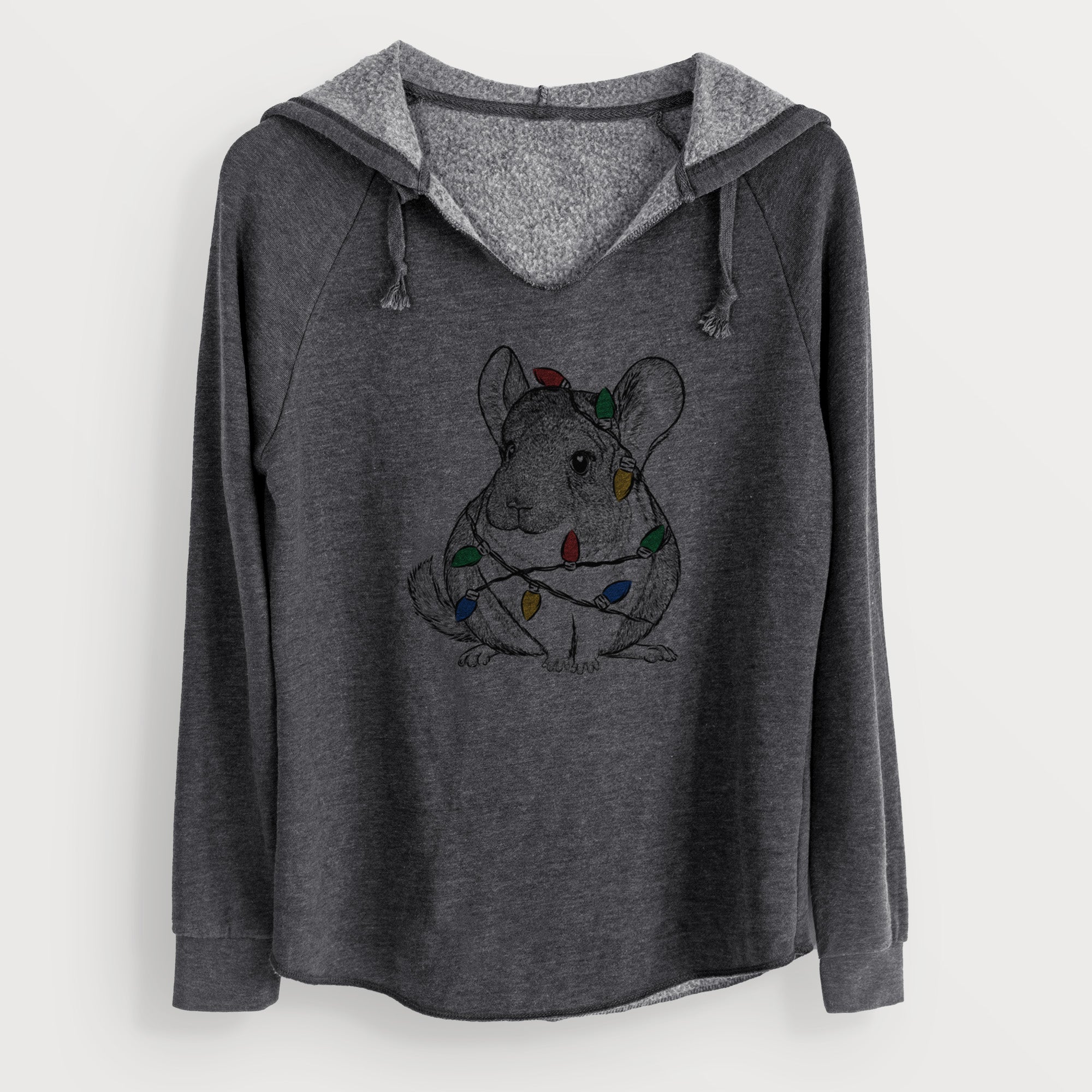 Christmas Lights Cheddar the Chinchilla - Cali Wave Hooded Sweatshirt