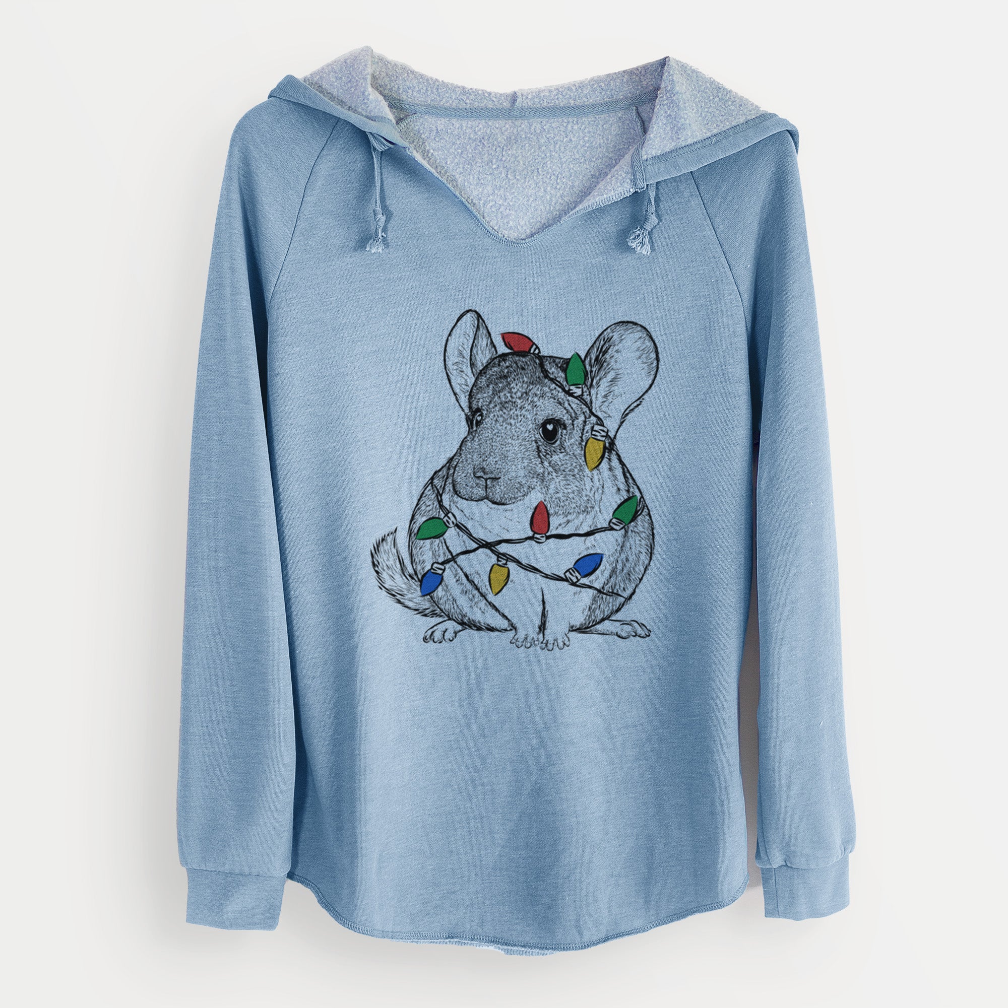 Christmas Lights Cheddar the Chinchilla - Cali Wave Hooded Sweatshirt