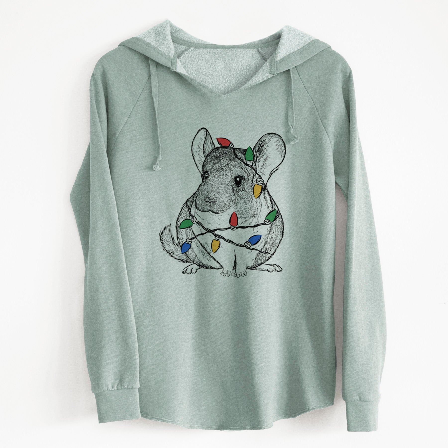 Christmas Lights Cheddar the Chinchilla - Cali Wave Hooded Sweatshirt