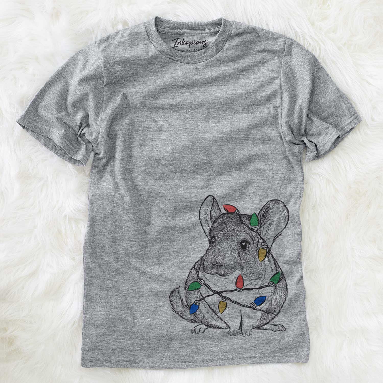 Christmas Lights Cheddar the Chinchilla - Unisex Crewneck