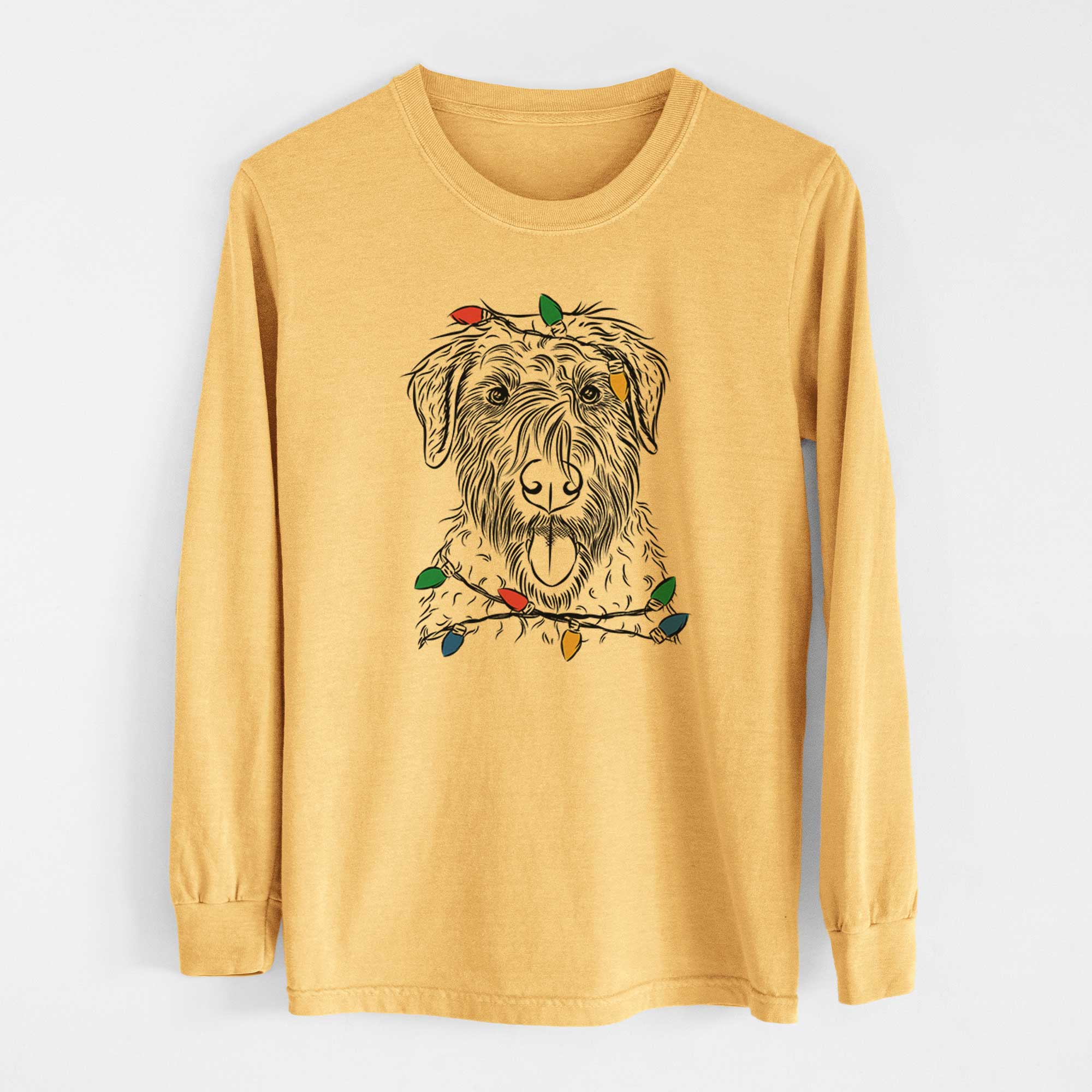 Christmas Lights Chester the Soft Coated Wheaten Terrier - Heavyweight 100% Cotton Long Sleeve