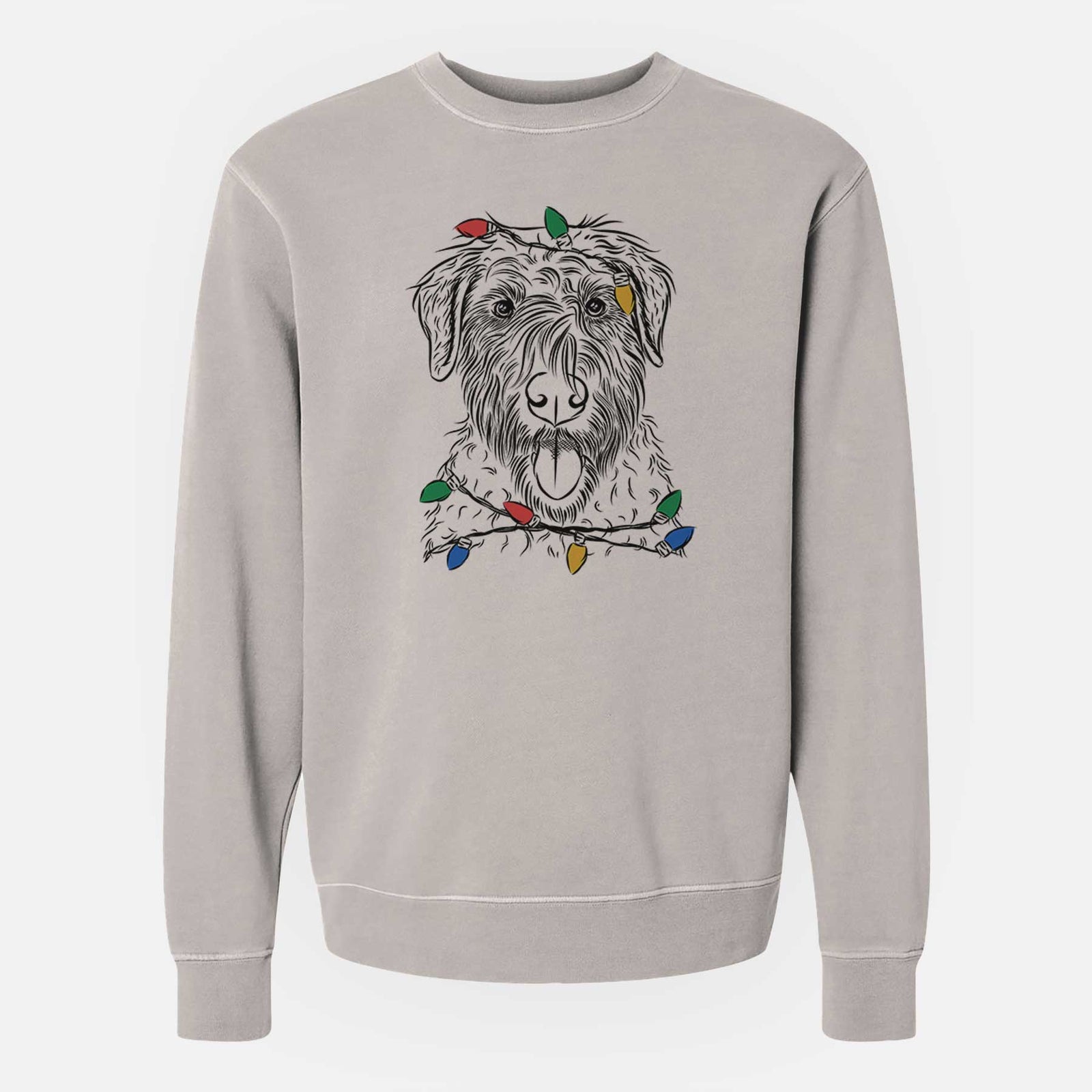 Christmas Lights Chester the Soft Coated Wheaten Terrier - Unisex Pigment Dyed Crew Sweatshirt