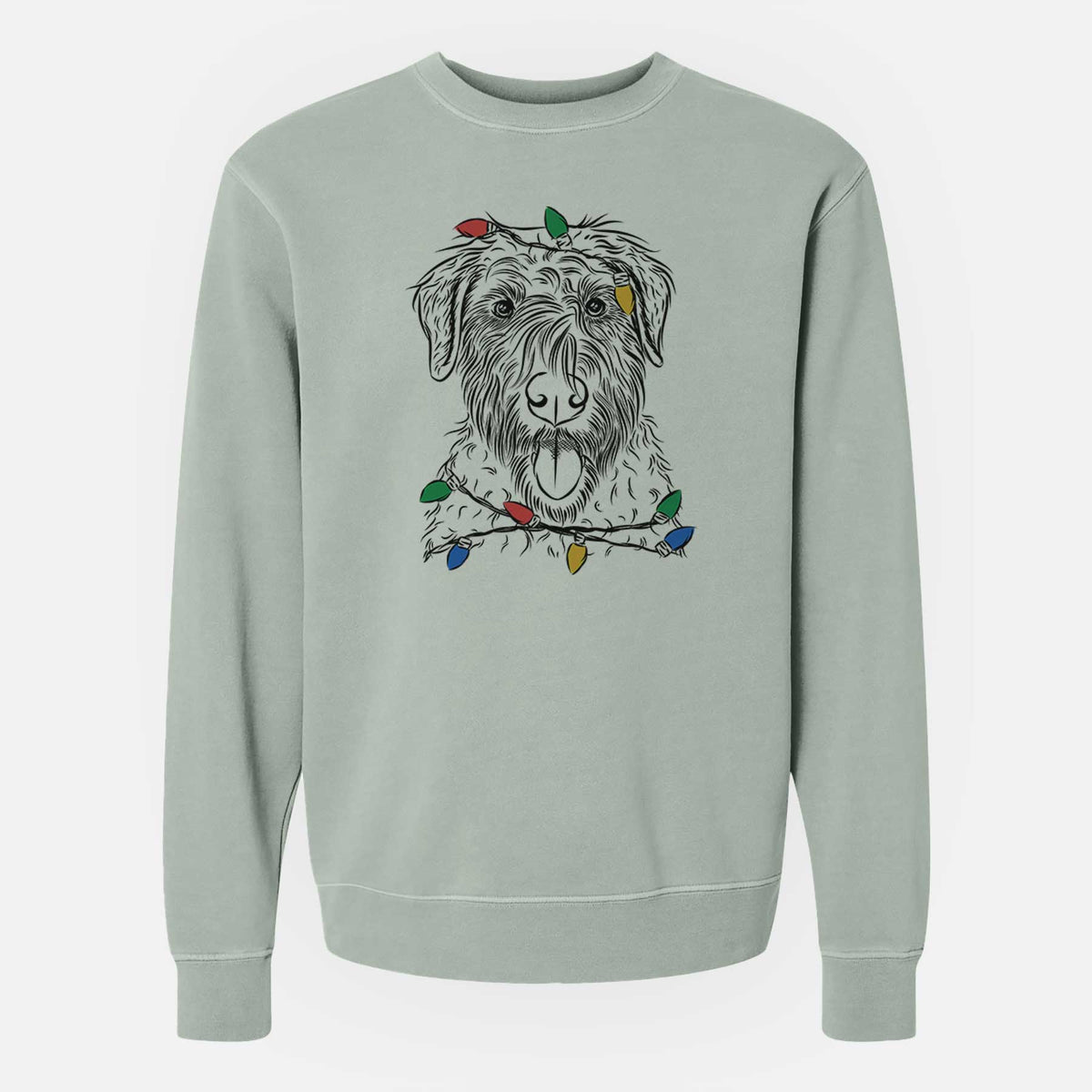 Christmas Lights Chester the Soft Coated Wheaten Terrier - Unisex Pigment Dyed Crew Sweatshirt