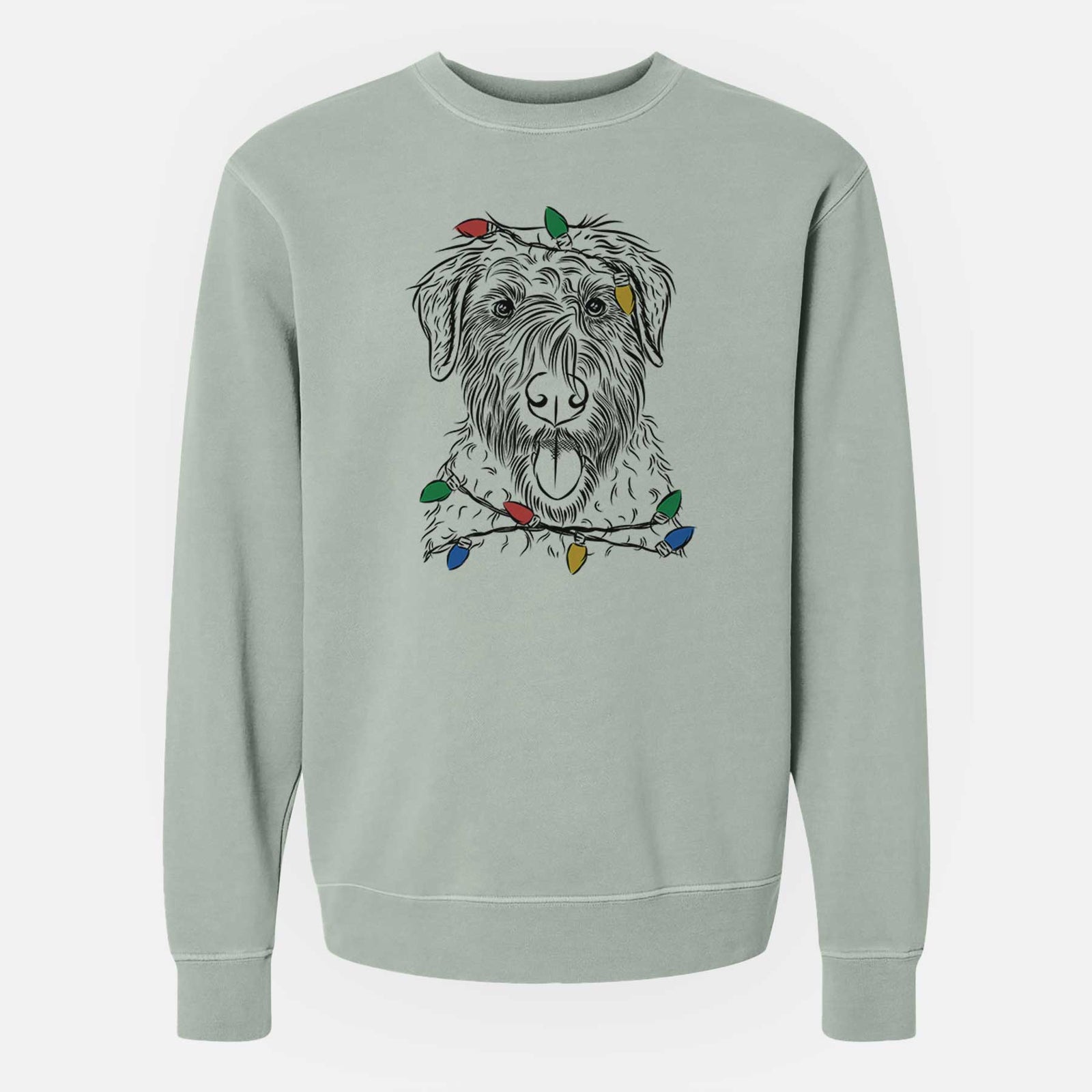 Christmas Lights Chester the Soft Coated Wheaten Terrier - Unisex Pigment Dyed Crew Sweatshirt