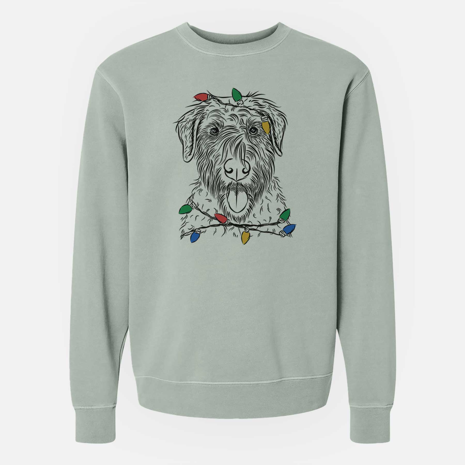 Christmas Lights Chester the Soft Coated Wheaten Terrier - Unisex Pigment Dyed Crew Sweatshirt