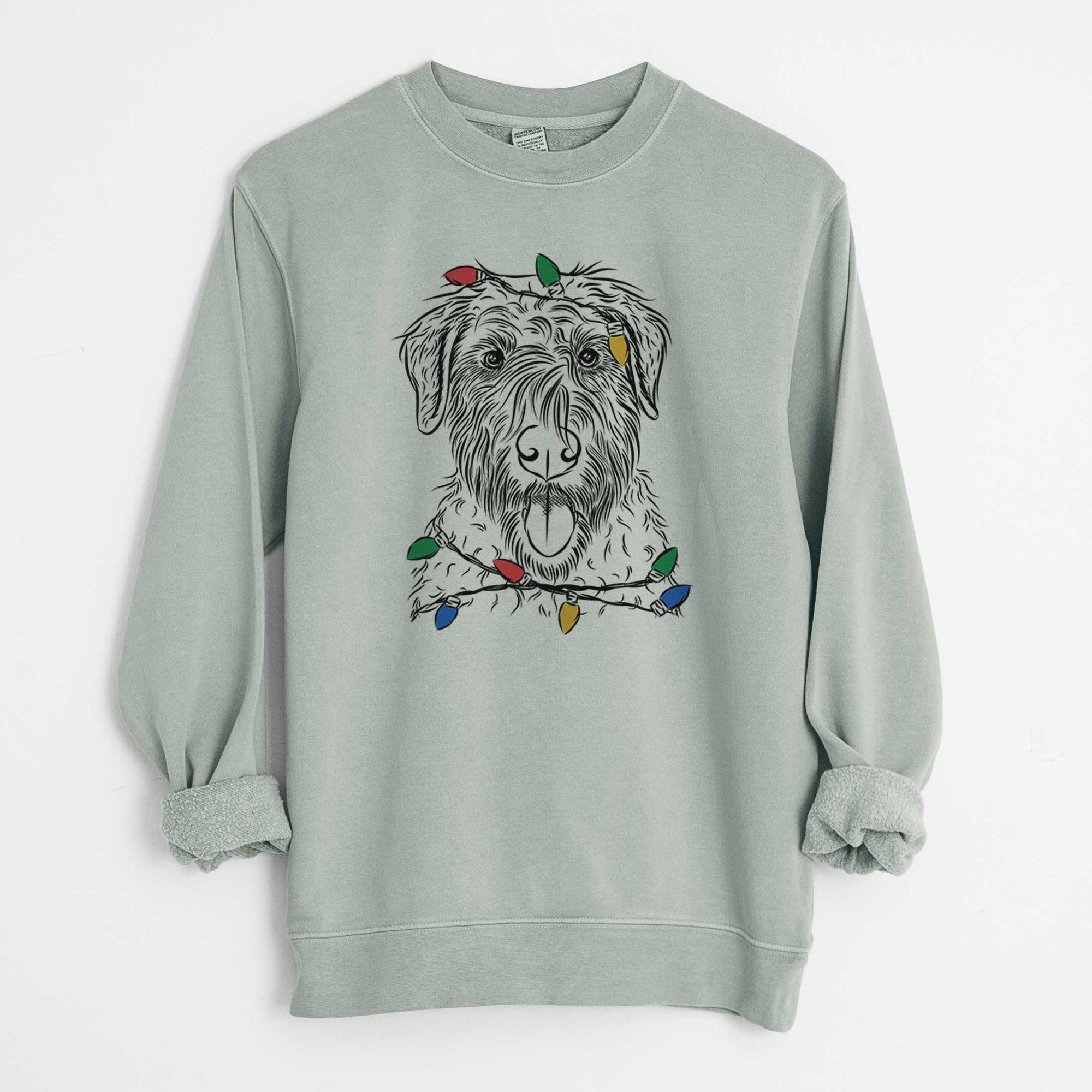 Christmas Lights Chester the Soft Coated Wheaten Terrier - Unisex Pigment Dyed Crew Sweatshirt
