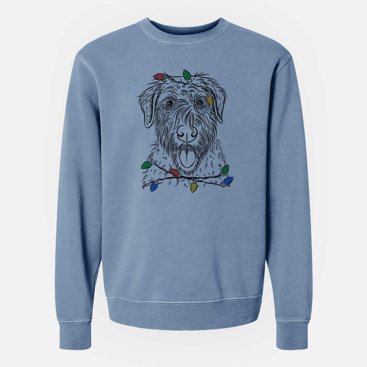 Christmas Lights Chester the Soft Coated Wheaten Terrier - Unisex Pigment Dyed Crew Sweatshirt