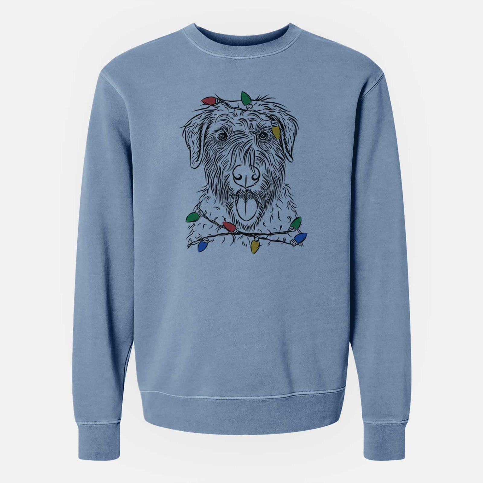 Christmas Lights Chester the Soft Coated Wheaten Terrier - Unisex Pigment Dyed Crew Sweatshirt