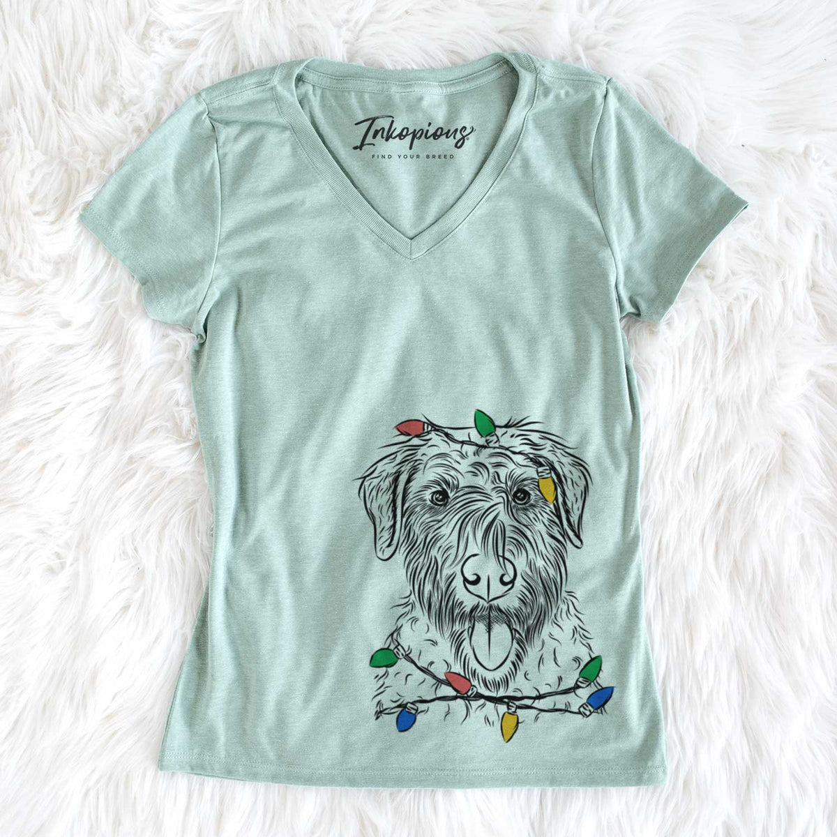 Christmas Lights Chester the Soft Coated Wheaten Terrier - Women&#39;s V-neck Shirt