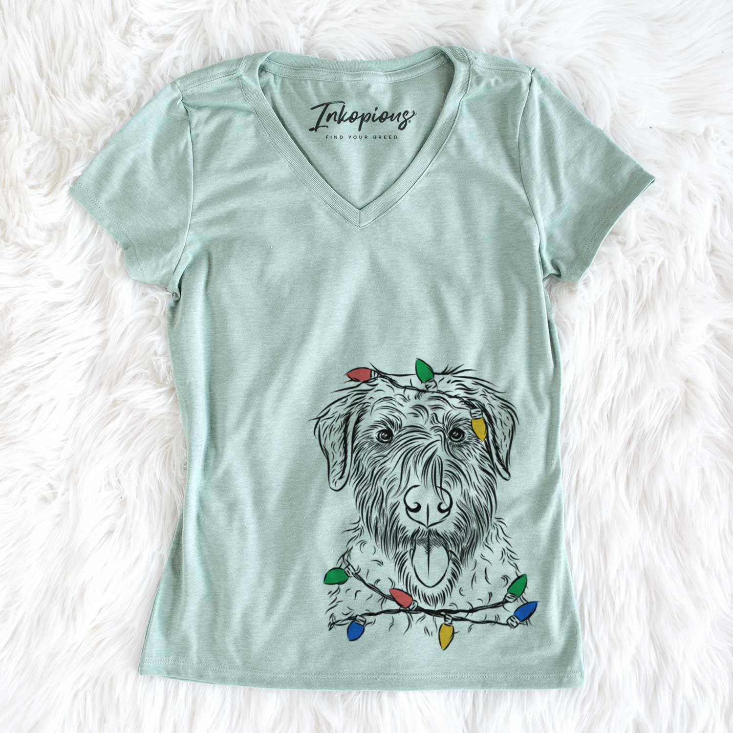 Christmas Lights Chester the Soft Coated Wheaten Terrier - Women's V-neck Shirt