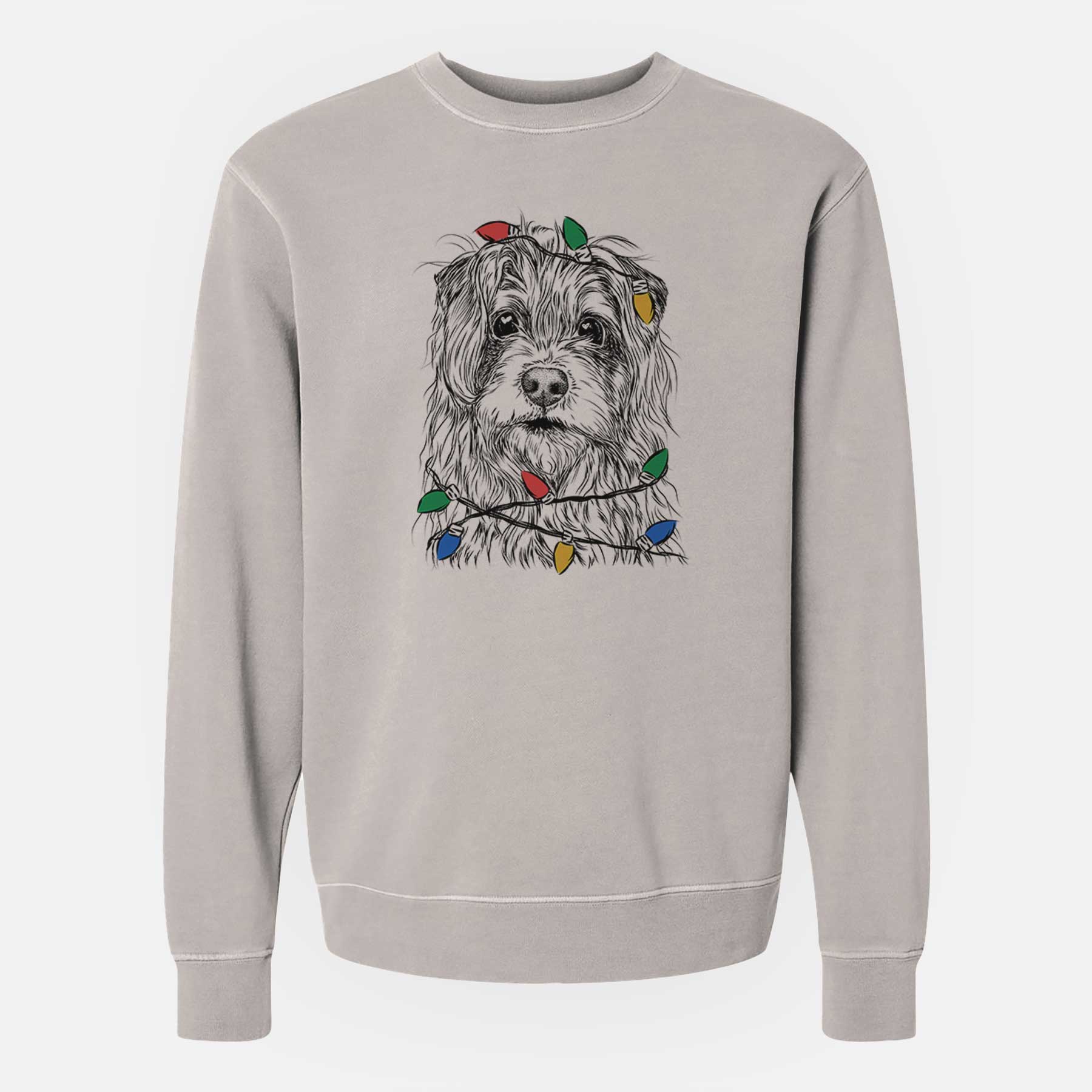 Christmas Lights Chester the Terrier Mix - Unisex Pigment Dyed Crew Sweatshirt