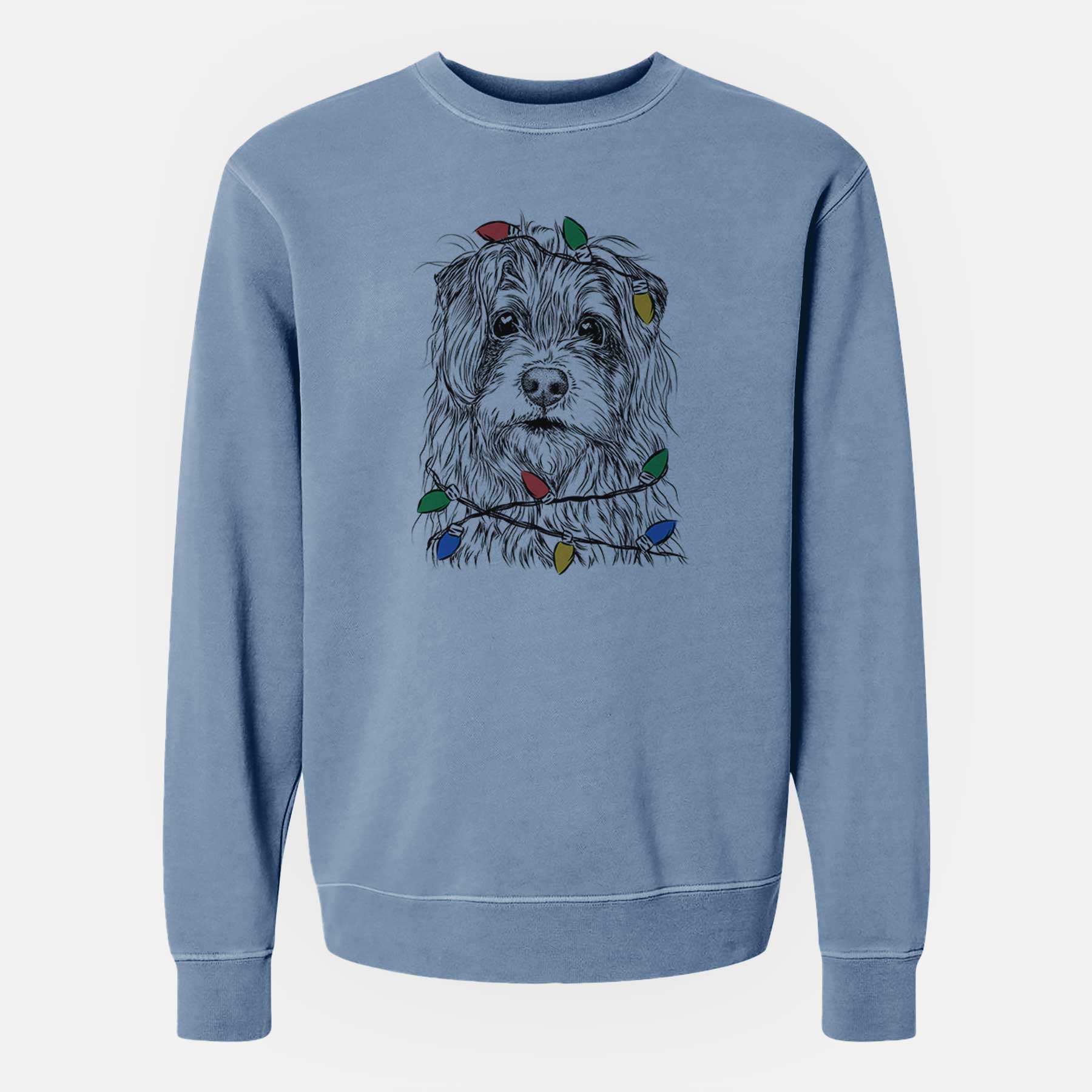 Christmas Lights Chester the Terrier Mix - Unisex Pigment Dyed Crew Sweatshirt