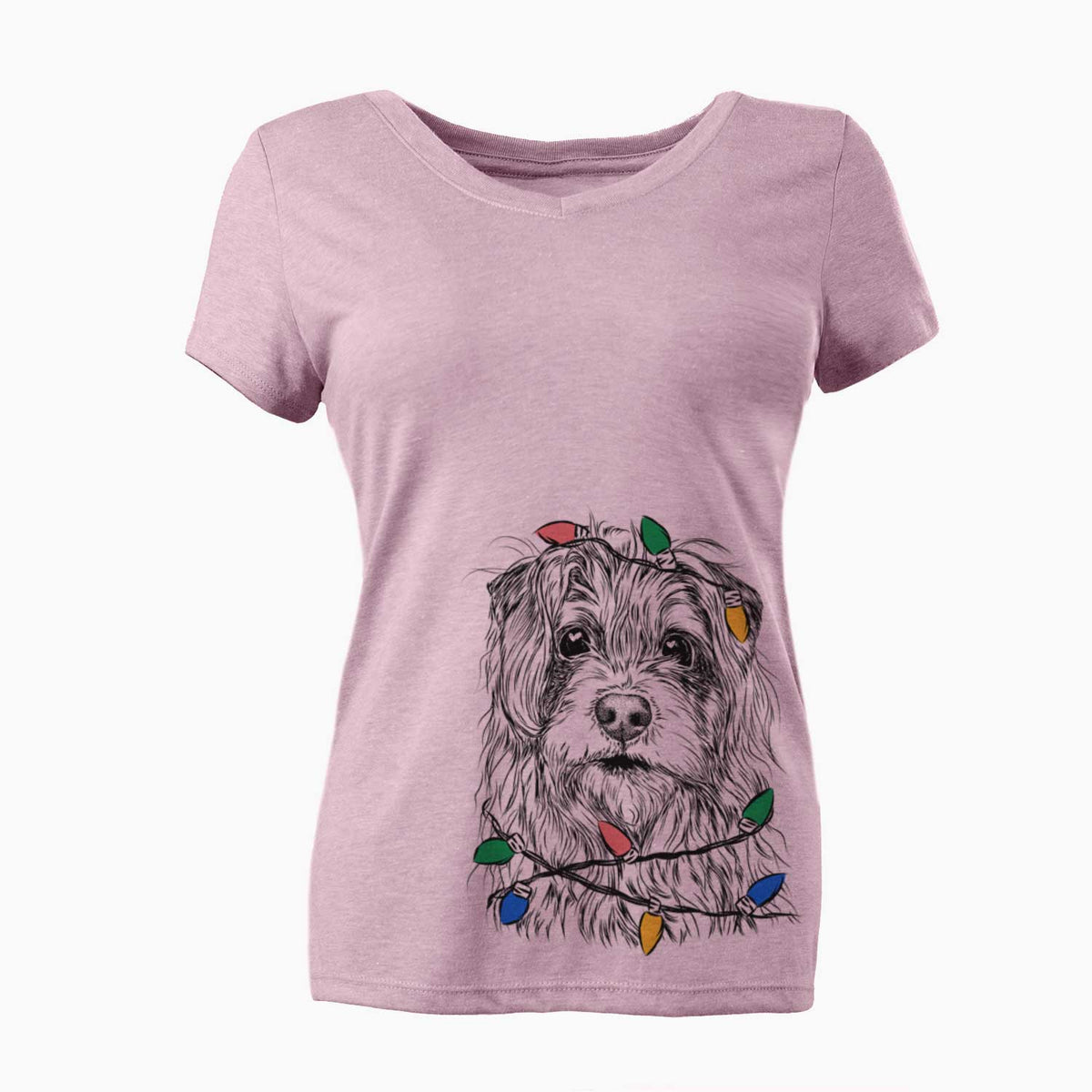 Christmas Lights Chester the Terrier Mix - Women's V-neck Shirt