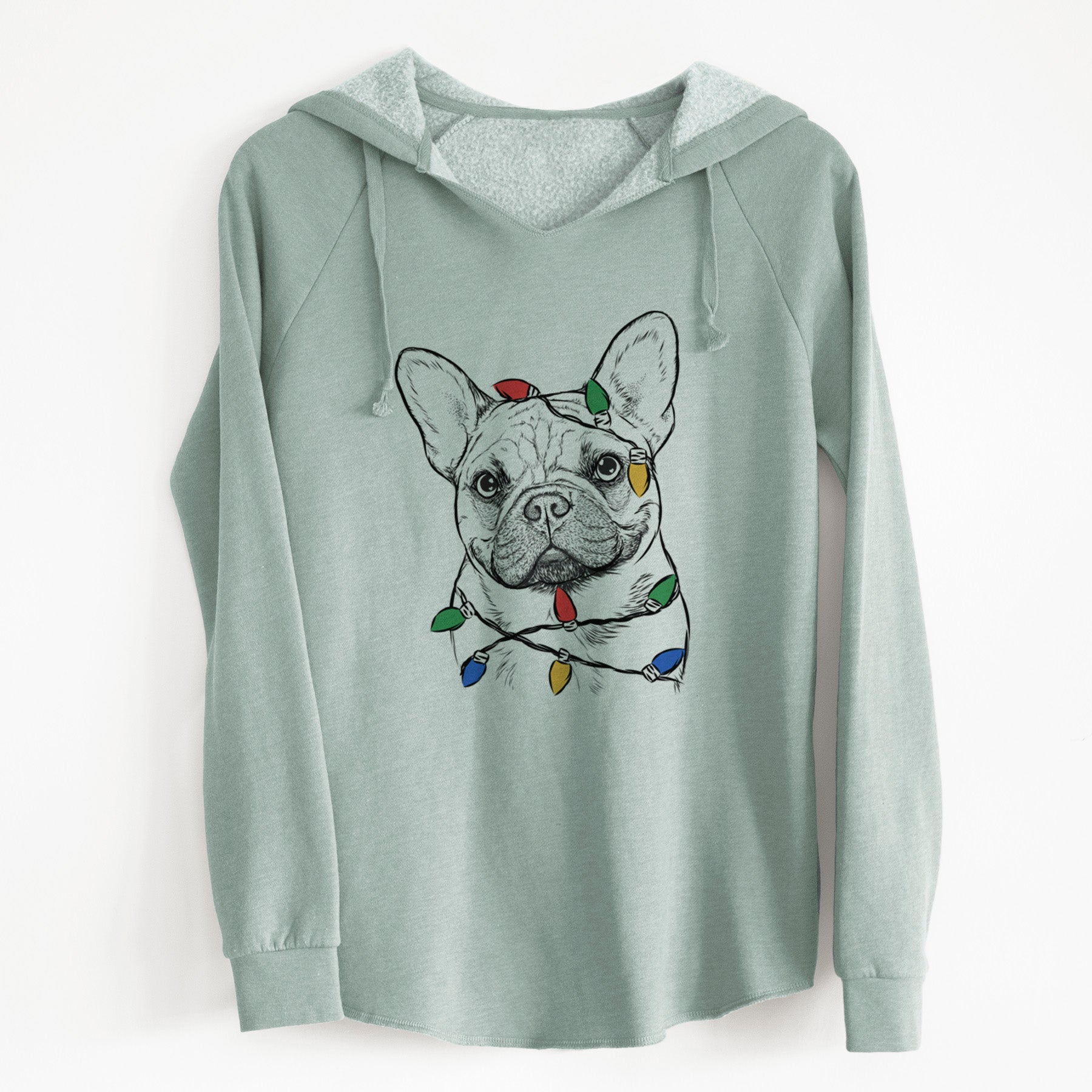 Christmas Lights Chew Chew the French Bulldog - Cali Wave Hooded Sweatshirt