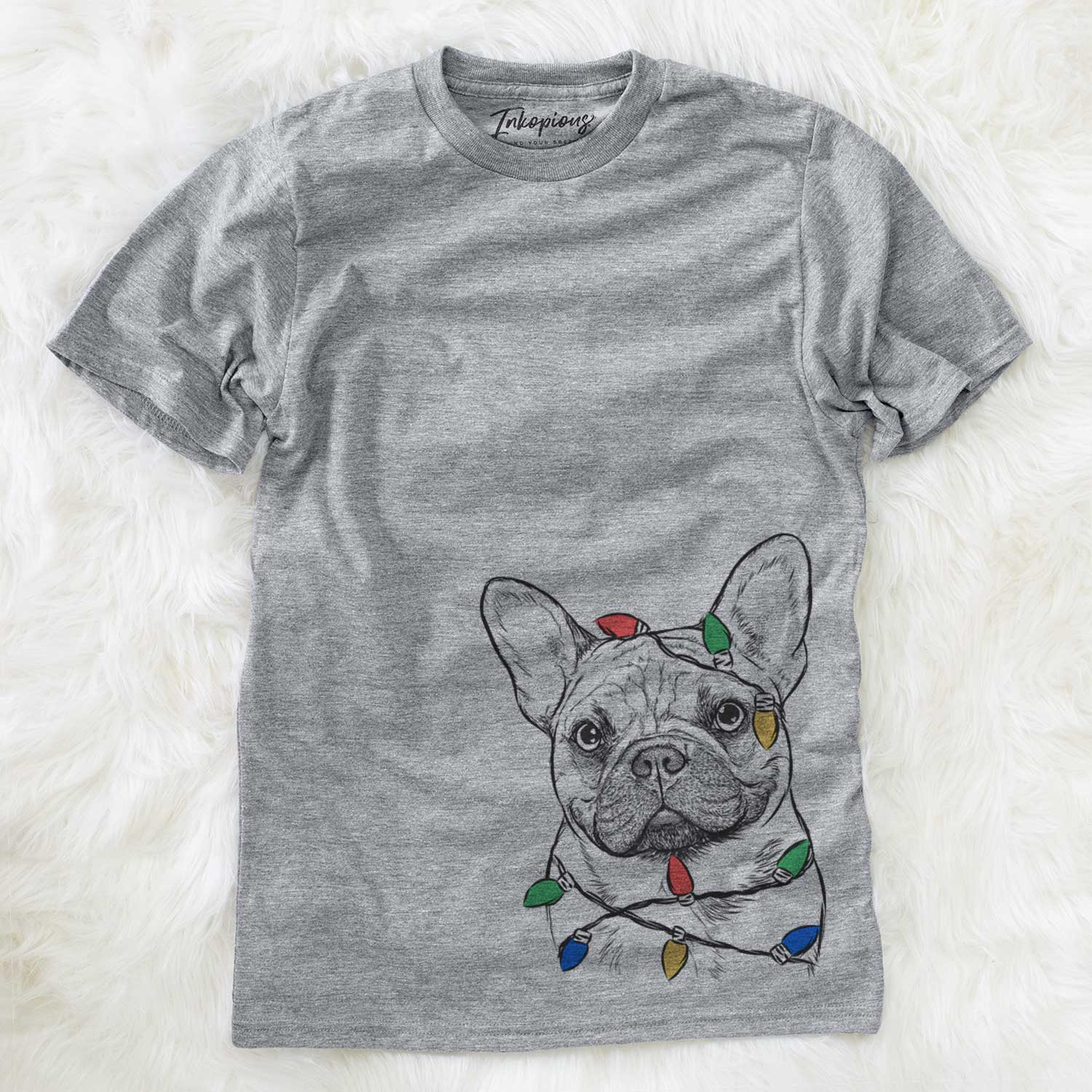 Christmas Lights Chew Chew the French Bulldog - Unisex Crewneck