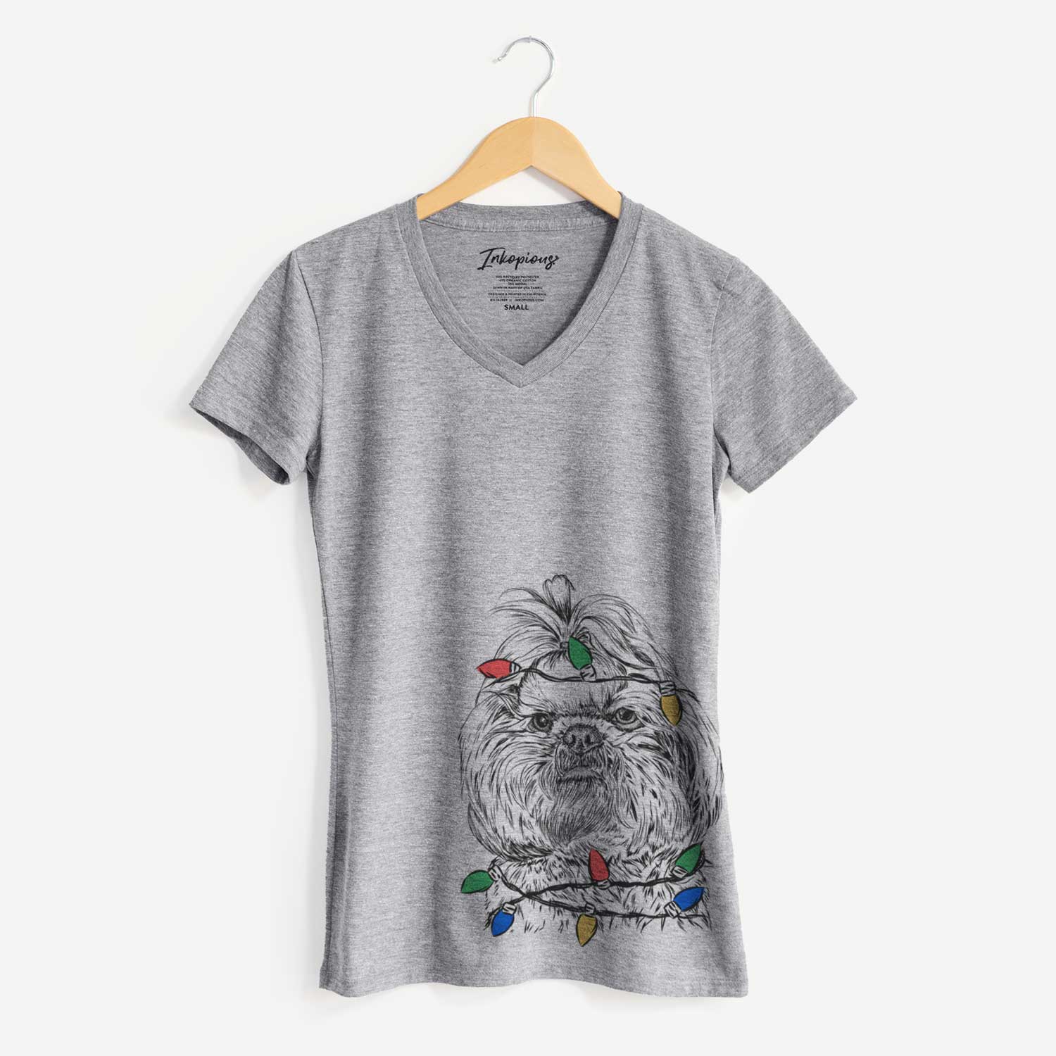 Christmas Lights Chewie the Shih Tzu - Women's V-neck Shirt