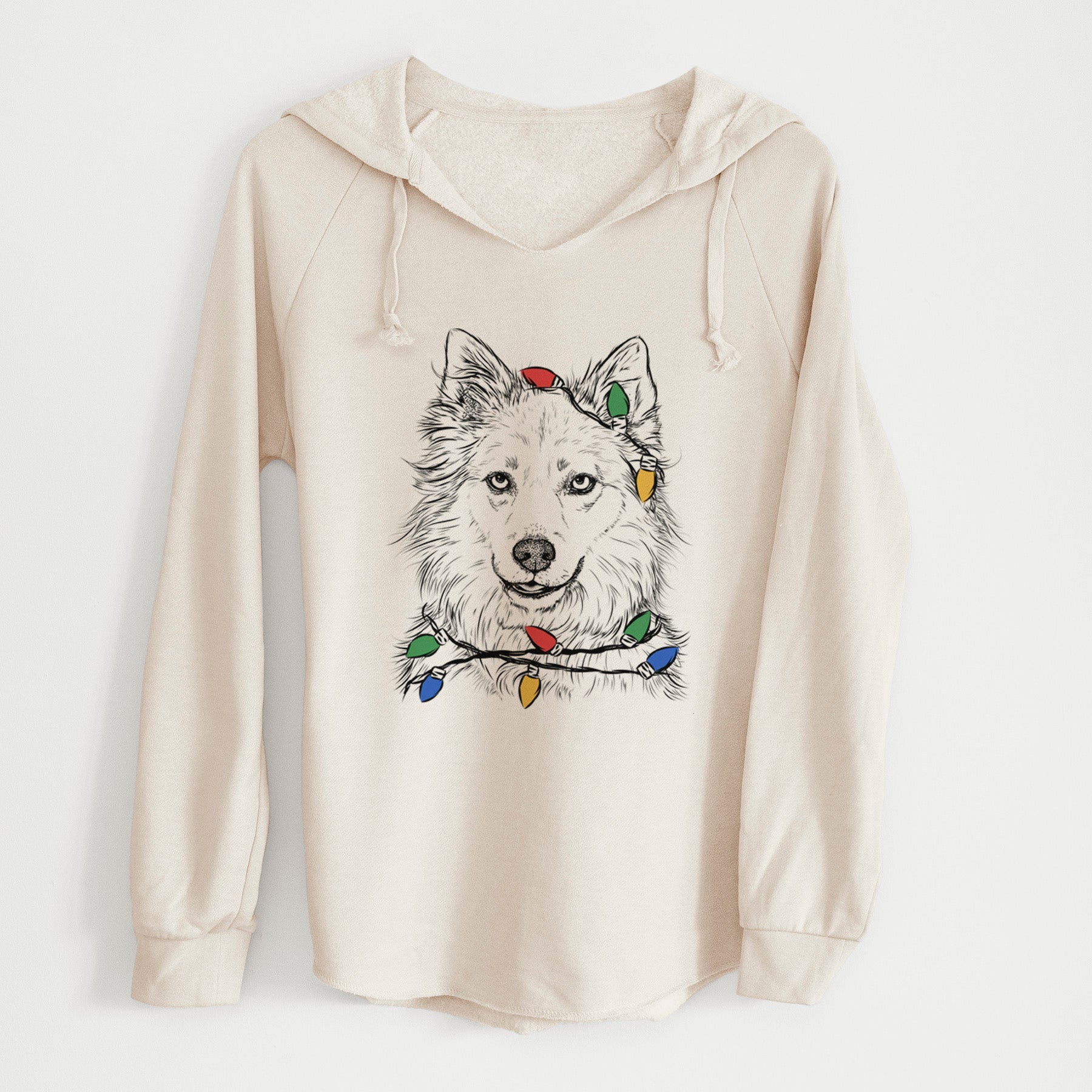 Christmas Lights Chia the Samoyed Husky Mix - Cali Wave Hooded Sweatshirt