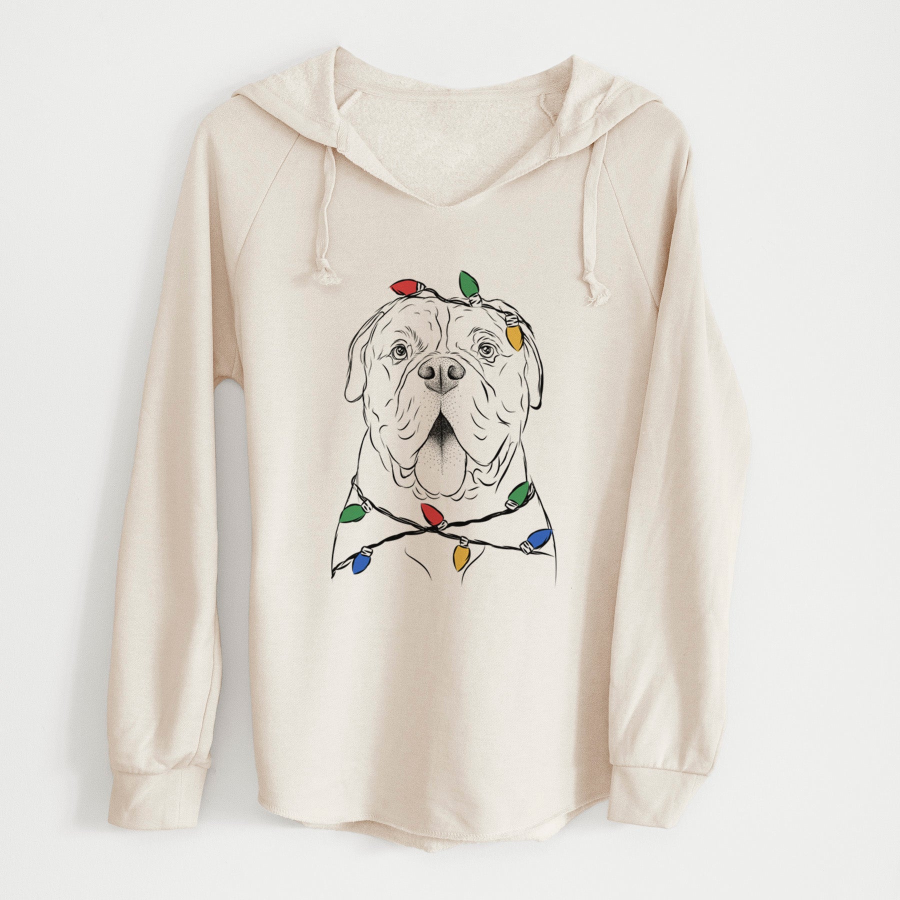 Christmas Lights Chief the Boxer Bulldog Mix - Cali Wave Hooded Sweatshirt