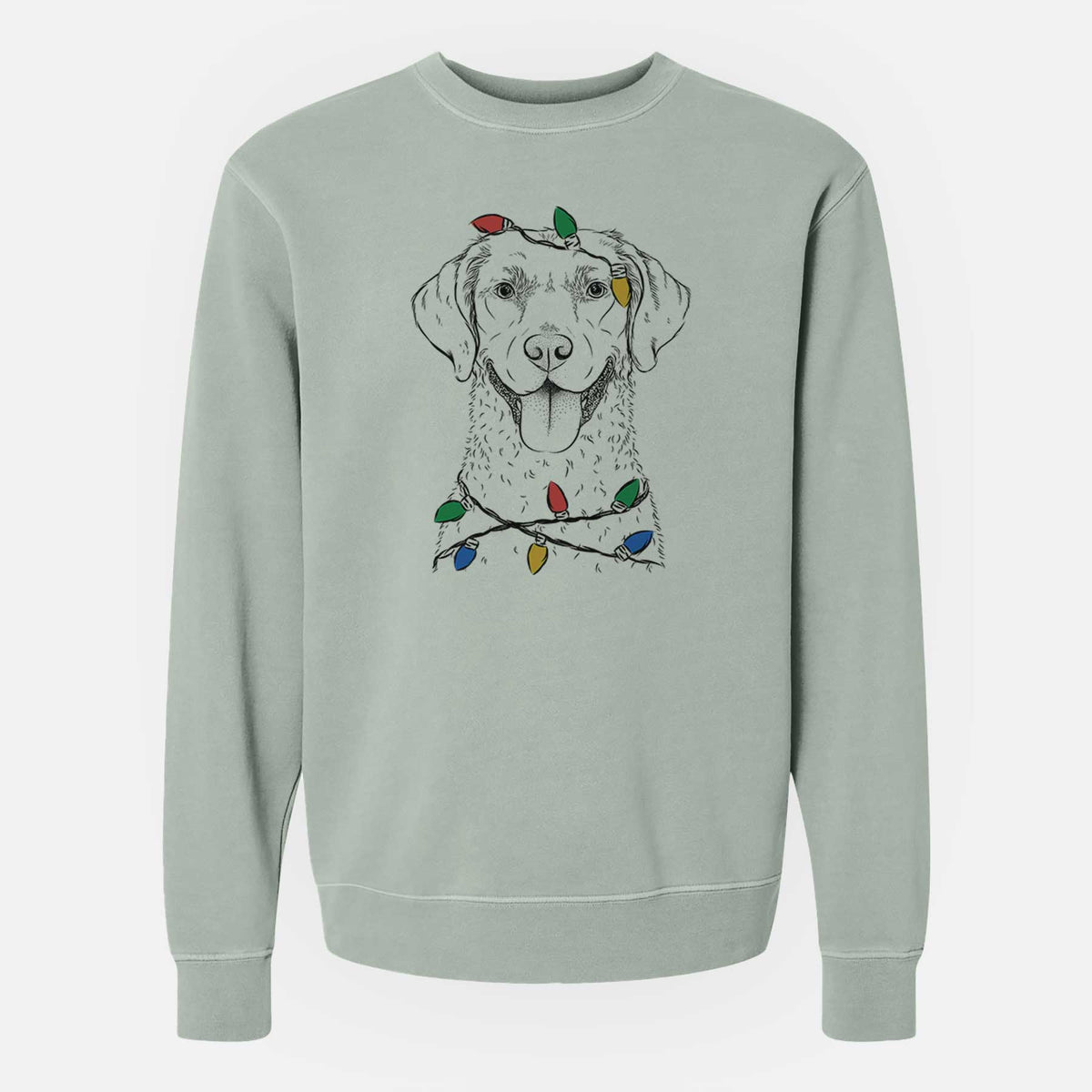 Christmas Lights Chip the Chesapeake Bay Retriever - Unisex Pigment Dyed Crew Sweatshirt