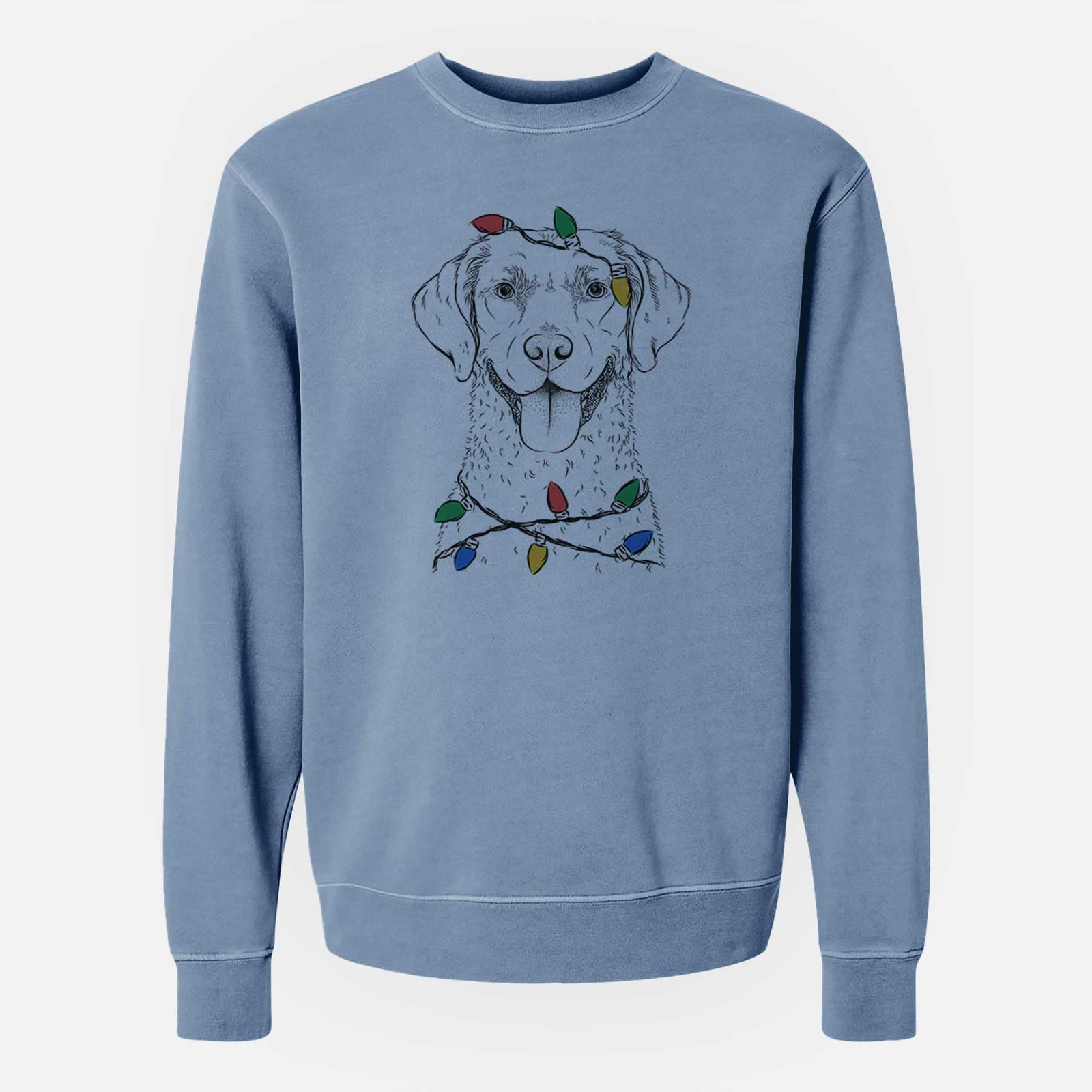 Christmas Lights Chip the Chesapeake Bay Retriever - Unisex Pigment Dyed Crew Sweatshirt