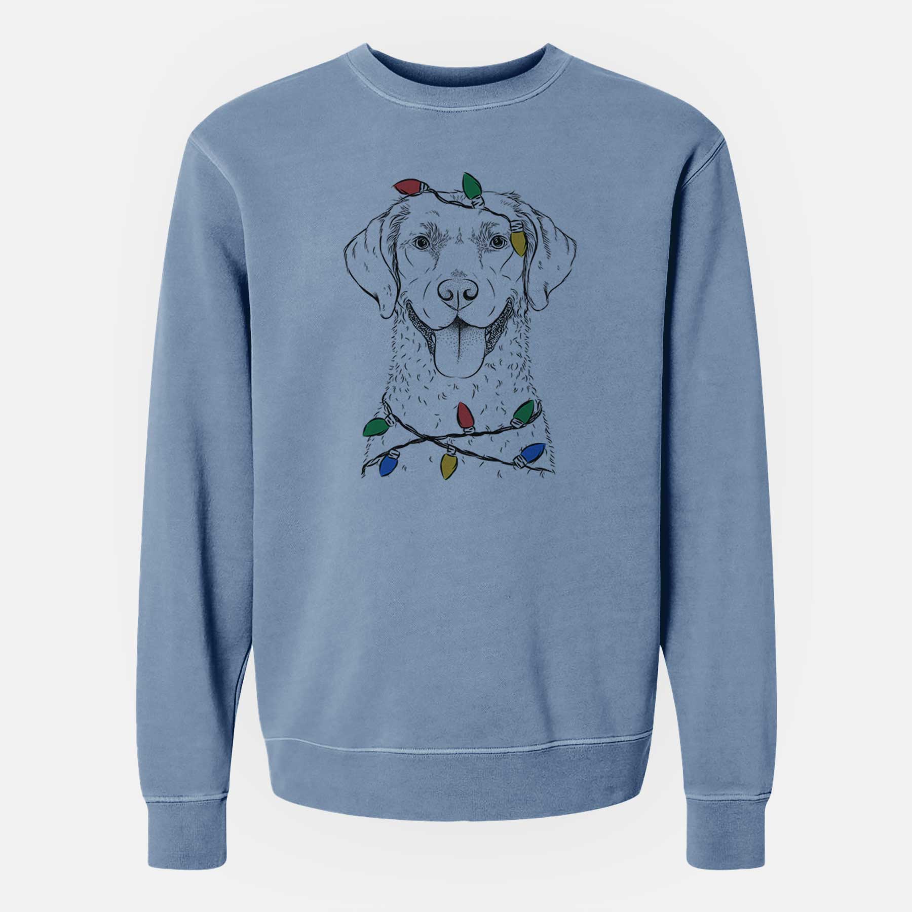 Christmas Lights Chip the Chesapeake Bay Retriever - Unisex Pigment Dyed Crew Sweatshirt