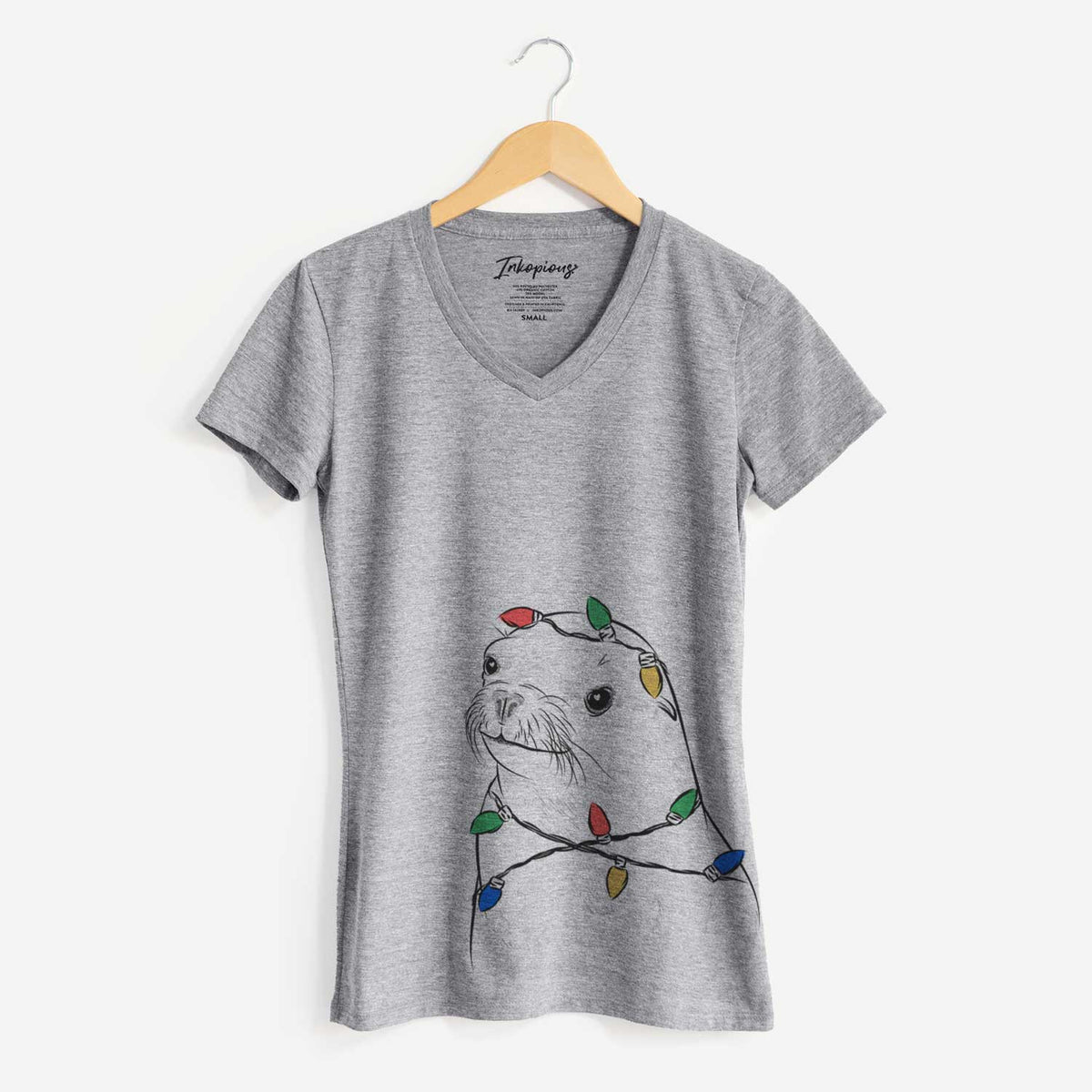 Christmas Lights Chip the California Sea Lion - Women's V-neck Shirt