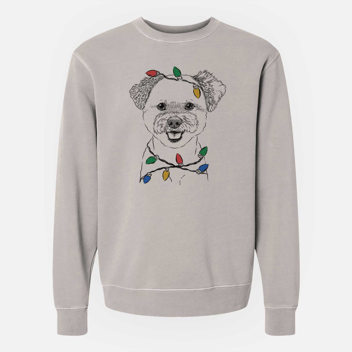 Christmas Lights Chippy the Mixed Breed - Unisex Pigment Dyed Crew Sweatshirt