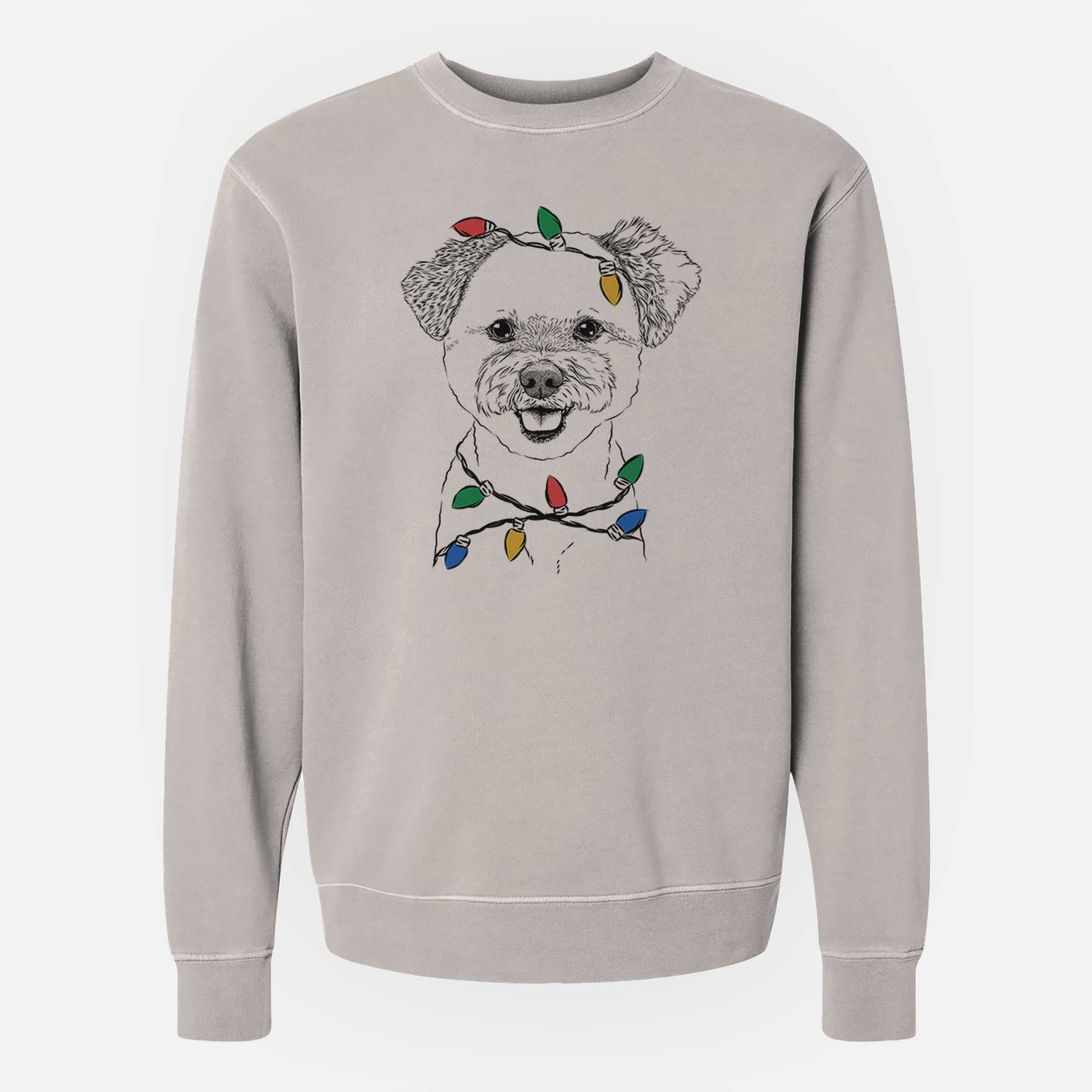 Christmas Lights Chippy the Mixed Breed - Unisex Pigment Dyed Crew Sweatshirt