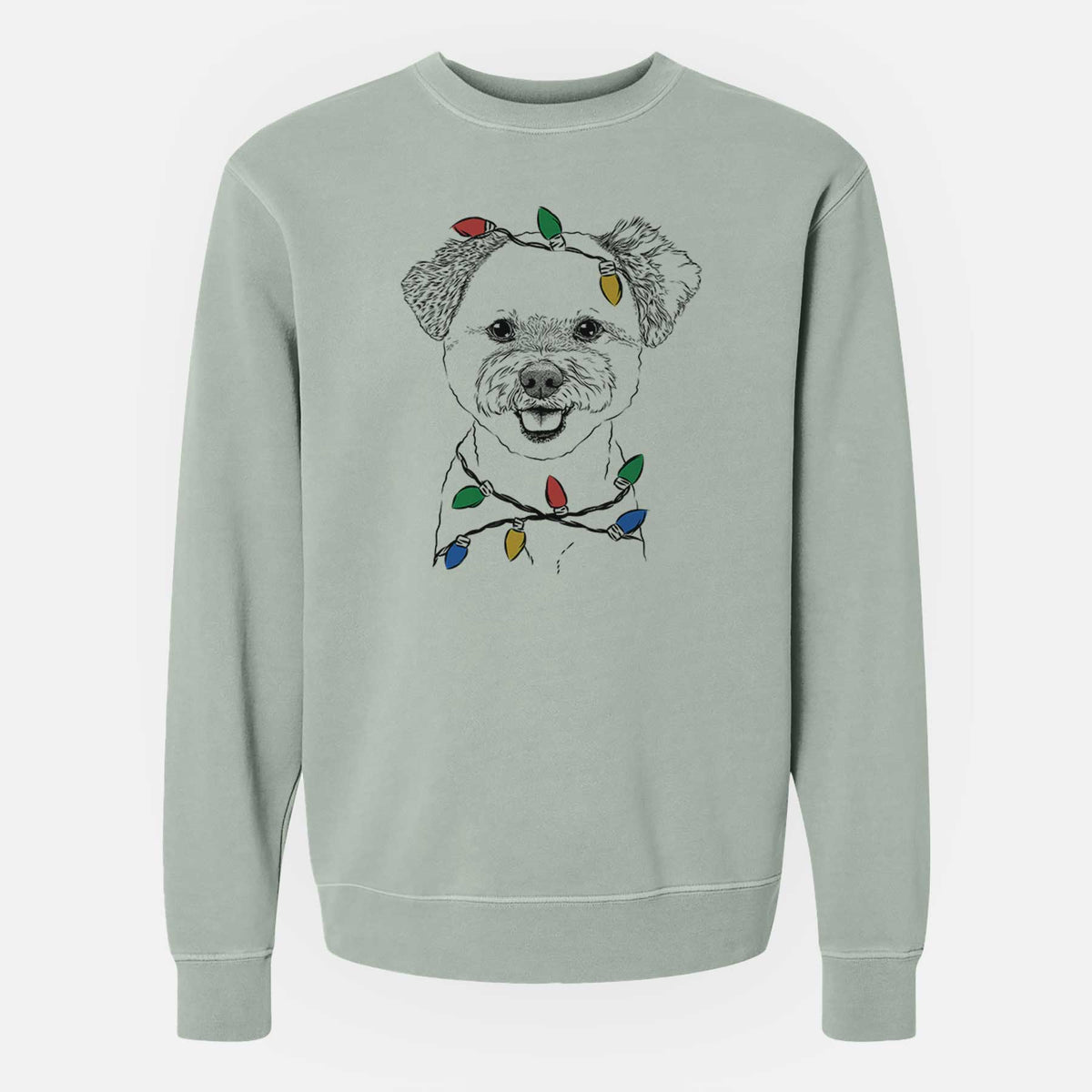 Christmas Lights Chippy the Mixed Breed - Unisex Pigment Dyed Crew Sweatshirt