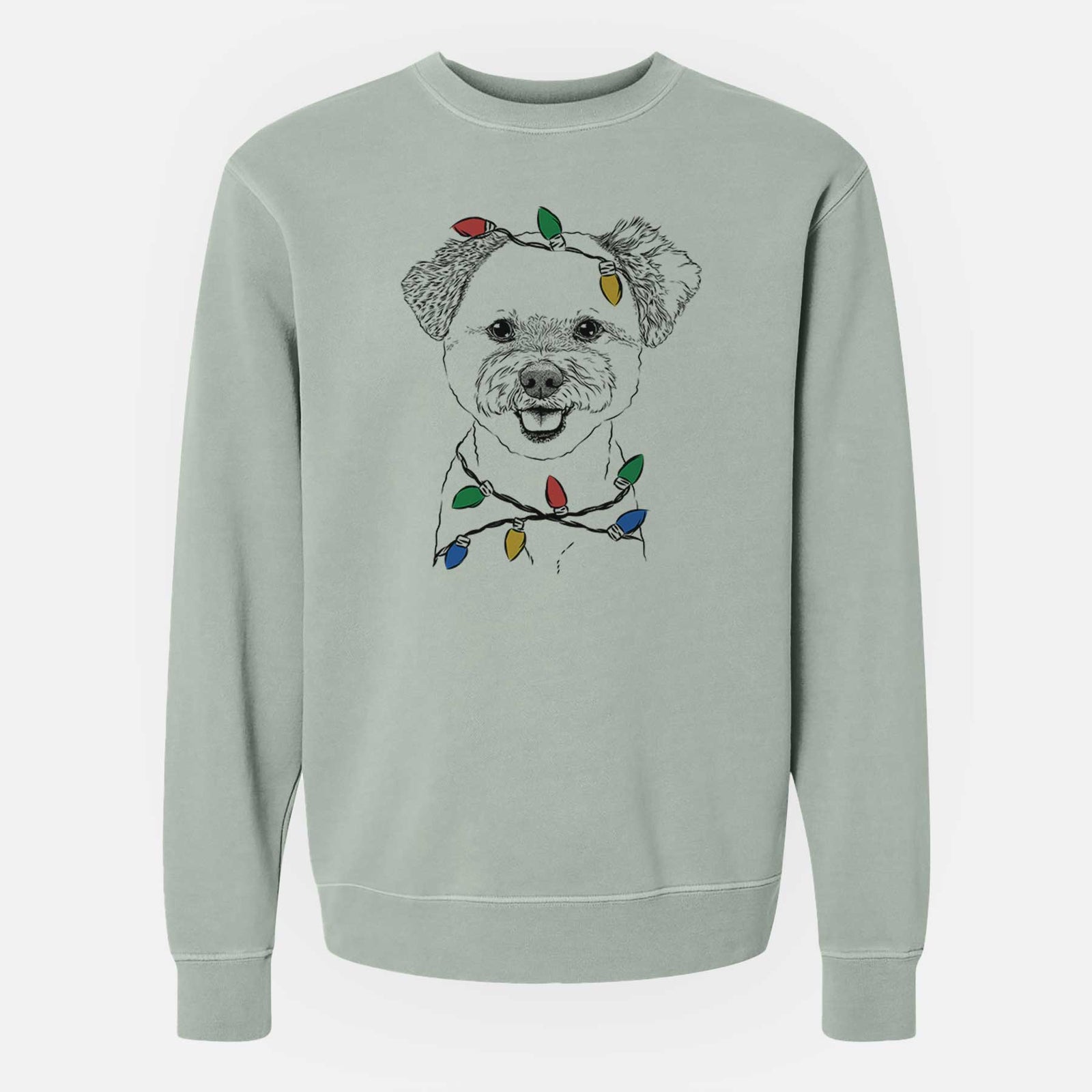 Christmas Lights Chippy the Mixed Breed - Unisex Pigment Dyed Crew Sweatshirt