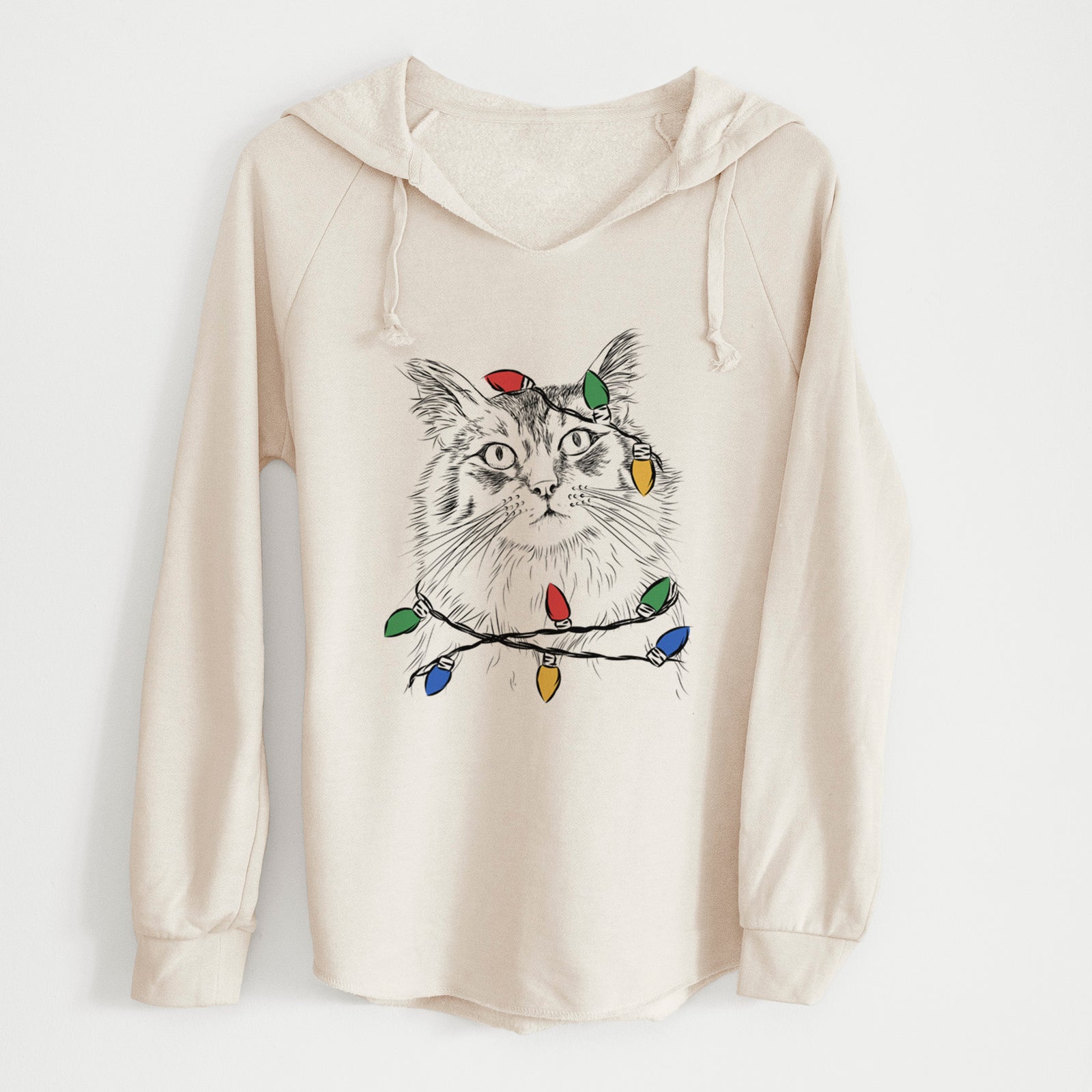 Christmas Lights Chloe the Tabby Cat - Cali Wave Hooded Sweatshirt