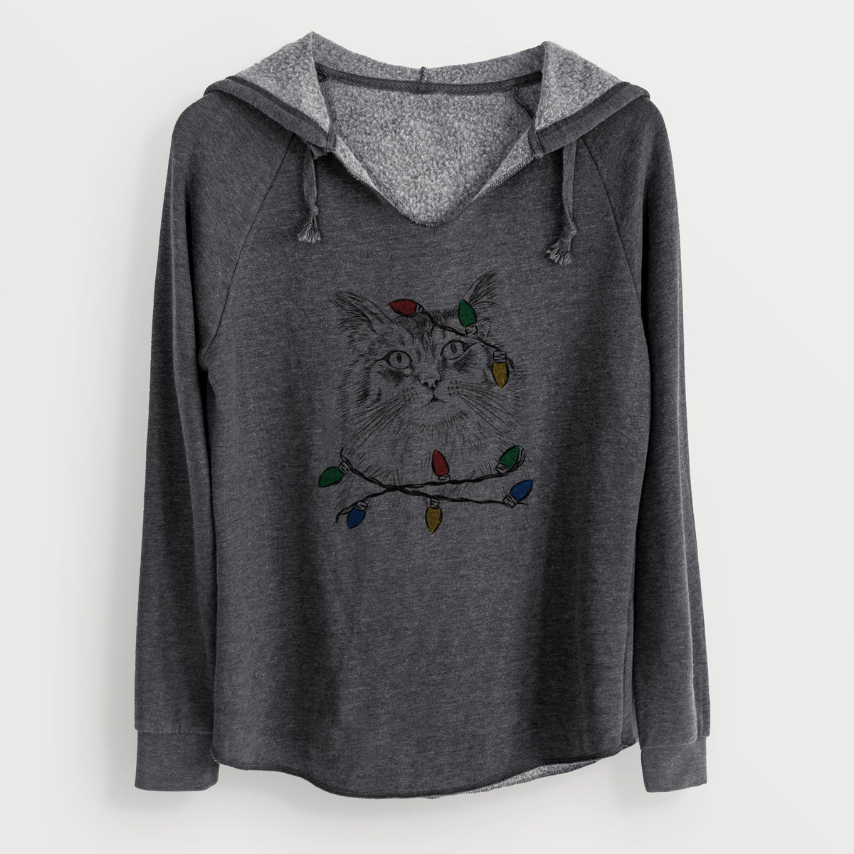 Christmas Lights Chloe the Tabby Cat - Cali Wave Hooded Sweatshirt