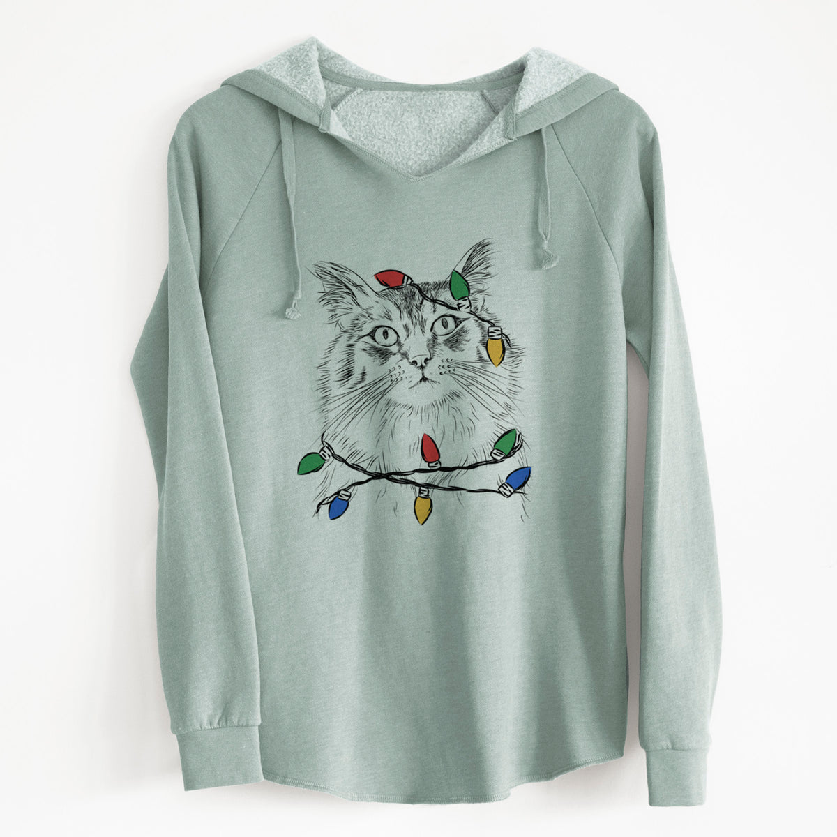 Christmas Lights Chloe the Tabby Cat - Cali Wave Hooded Sweatshirt