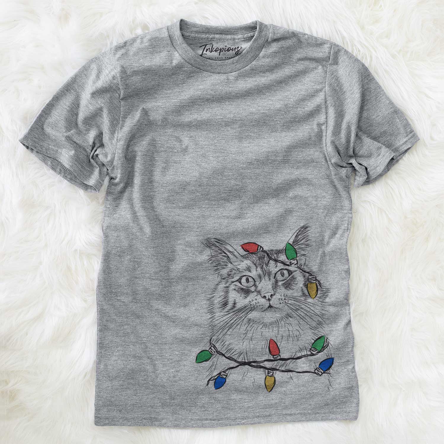 Christmas Lights Chloe the Tabby Cat - Unisex Crewneck