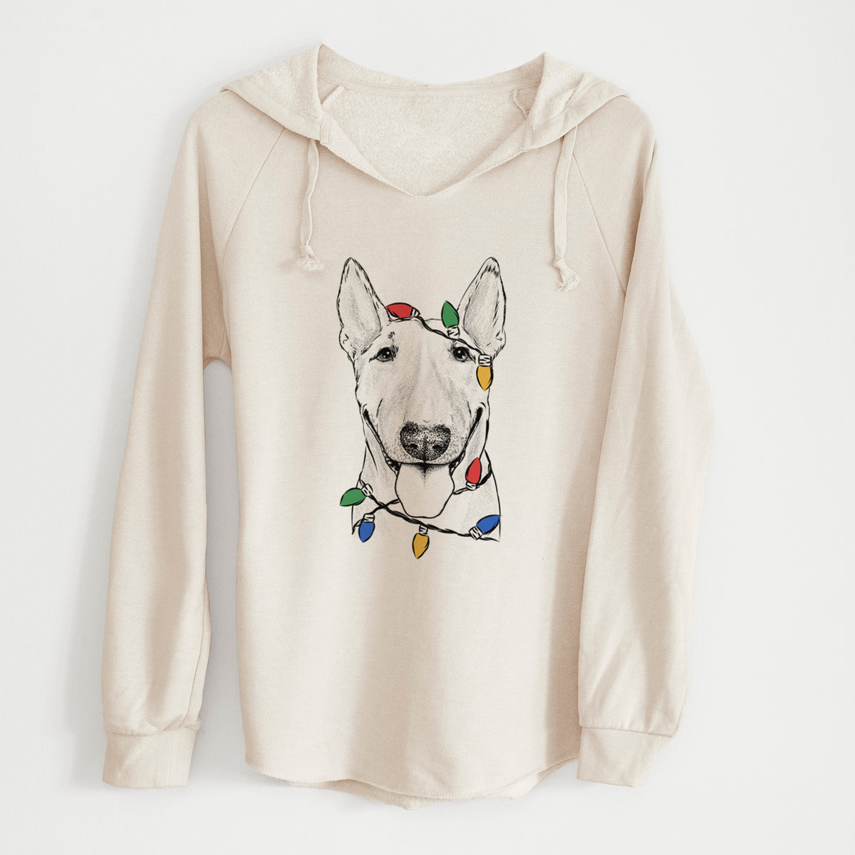 Christmas Lights Chloe the Bull Terrier - Cali Wave Hooded Sweatshirt