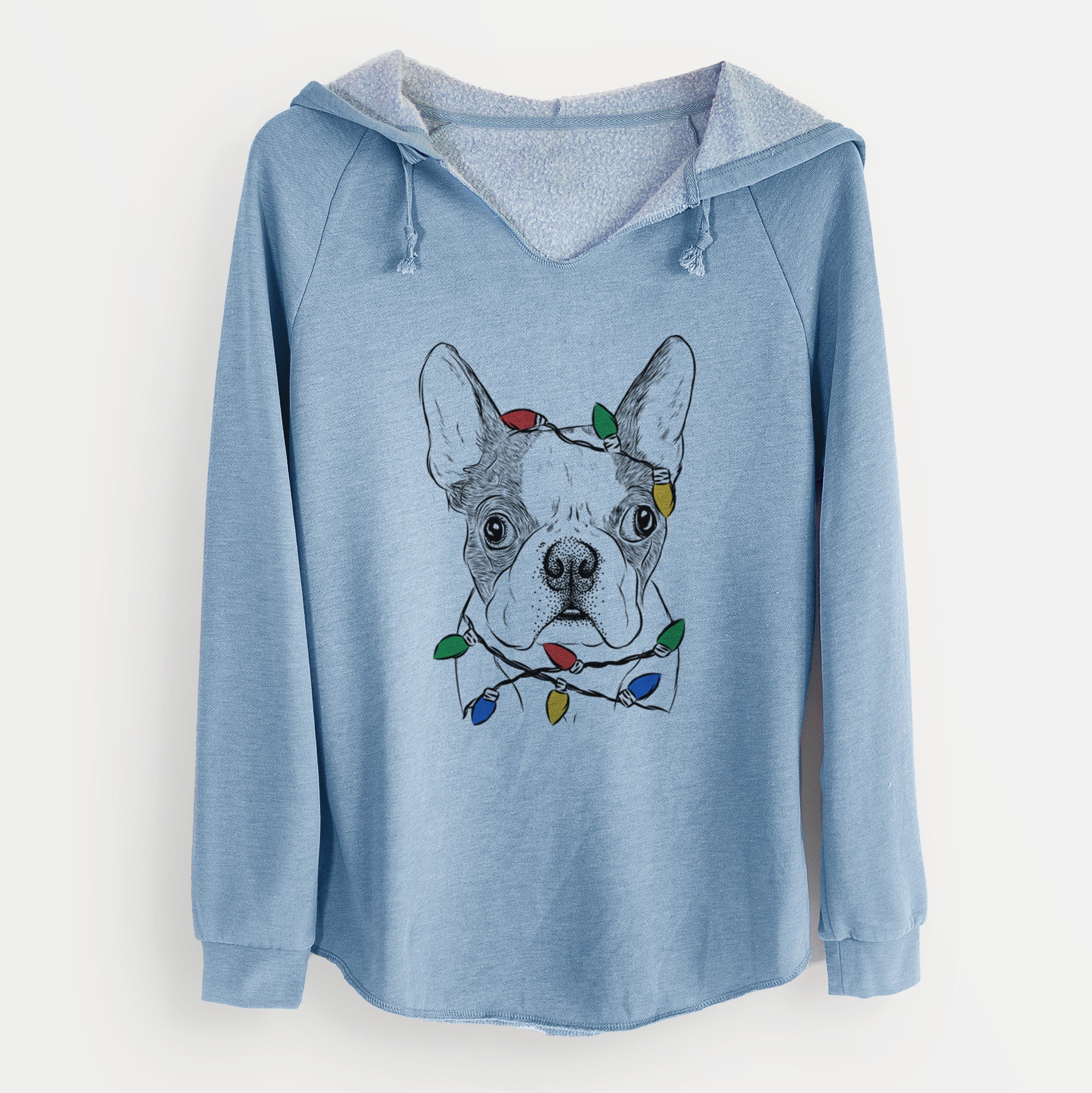 Christmas Lights Chocolate Chip the Boston Terrier - Cali Wave Hooded Sweatshirt