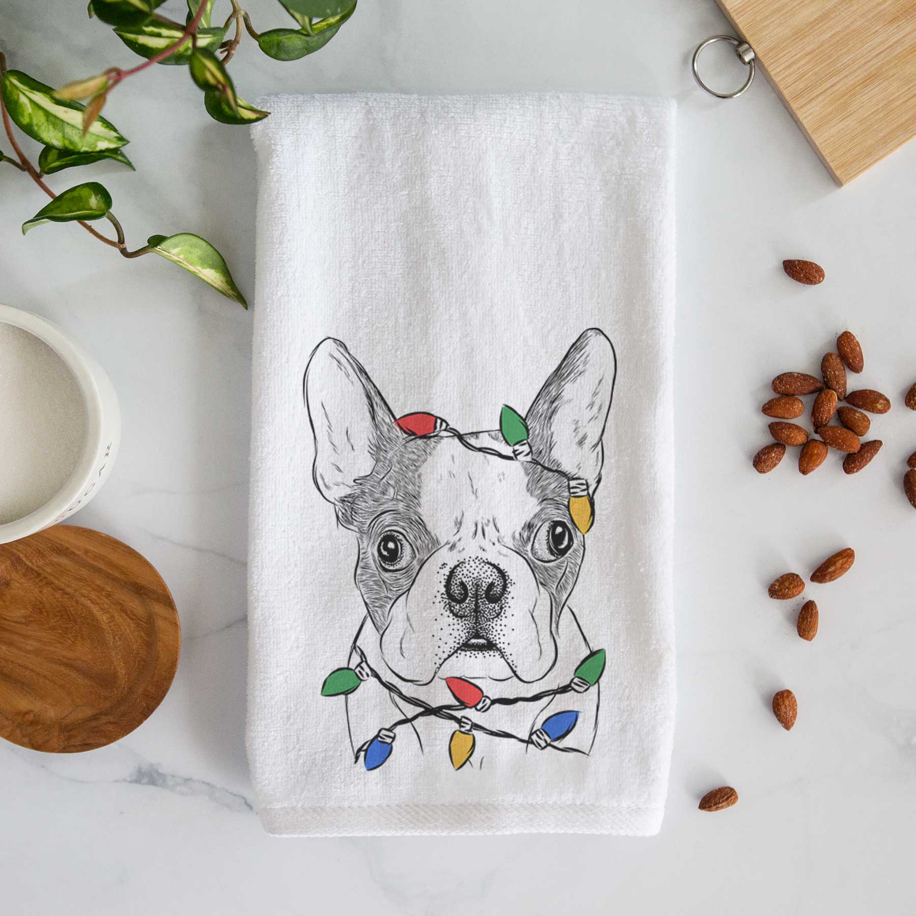 Chocolate Chip the Boston Terrier Decorative Hand Towel