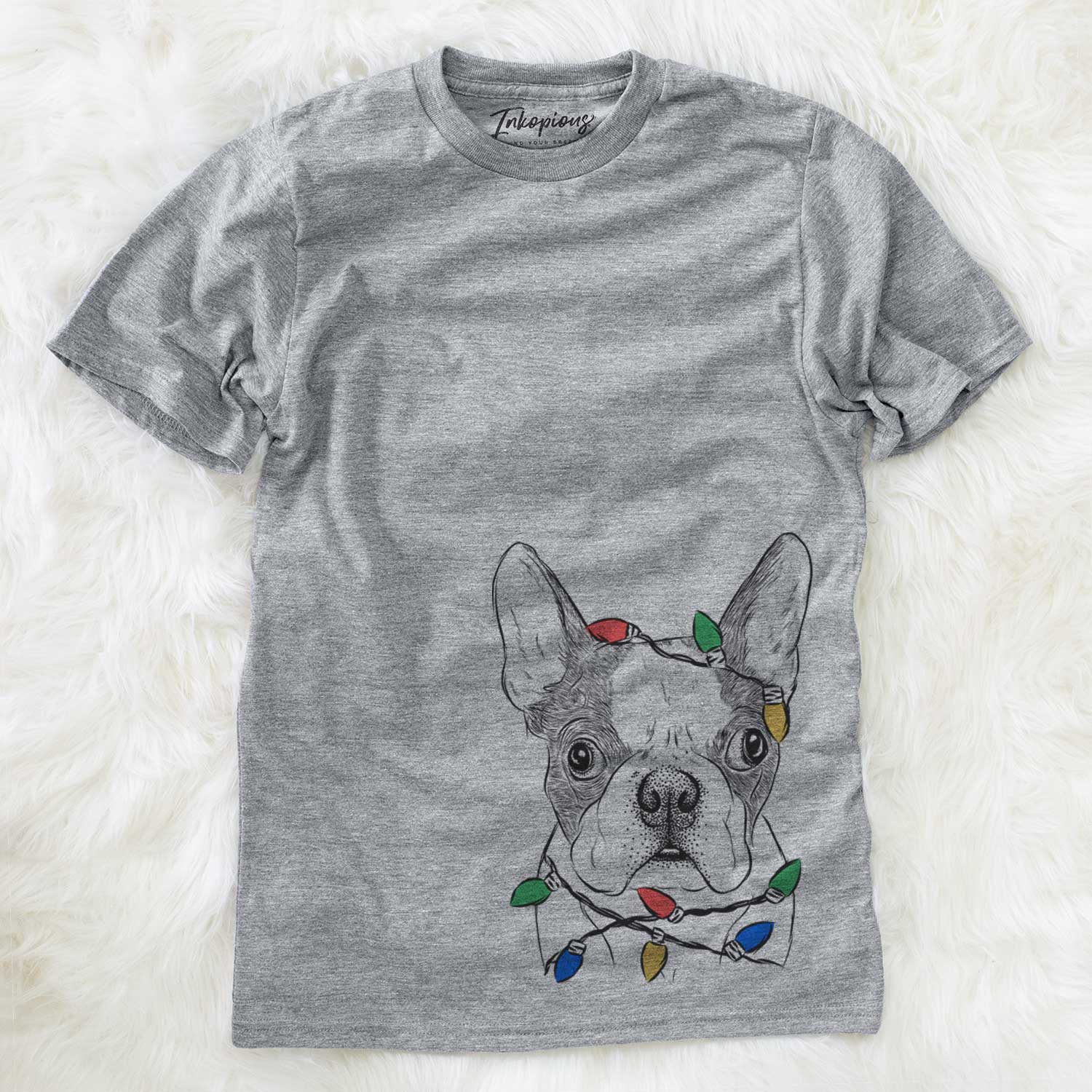 Christmas Lights Chocolate Chip the Boston Terrier - Unisex Crewneck