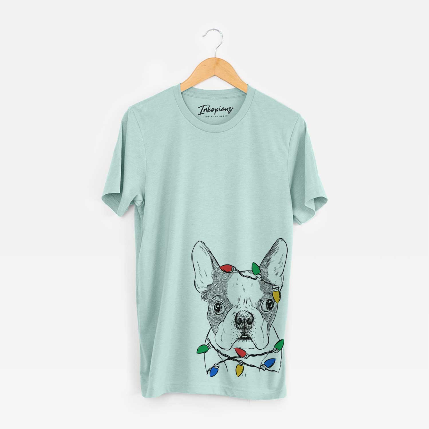 Christmas Lights Chocolate Chip the Boston Terrier - Unisex Crewneck