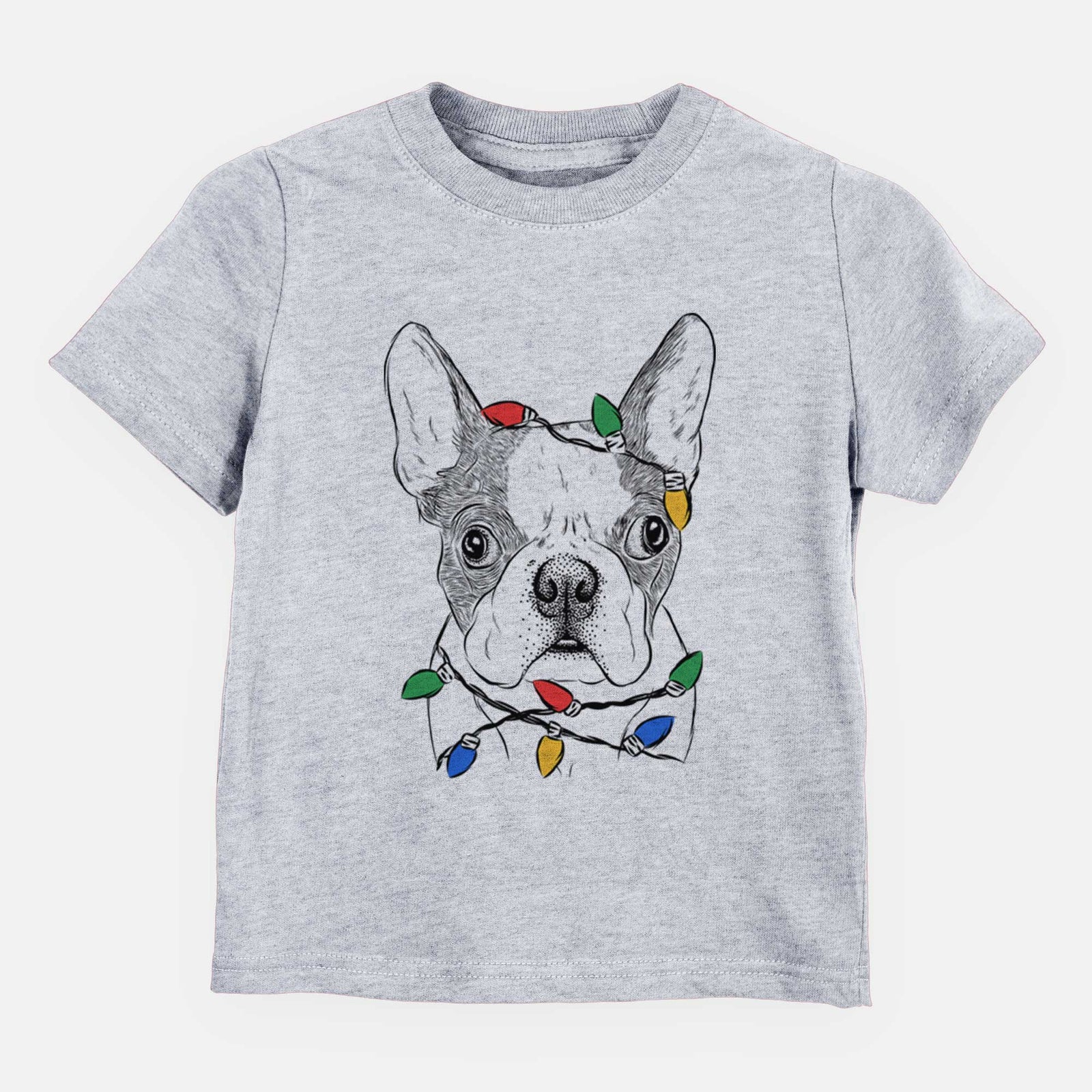 Christmas Lights Chocolate Chip the Boston Terrier - Kids/Youth/Toddler Shirt